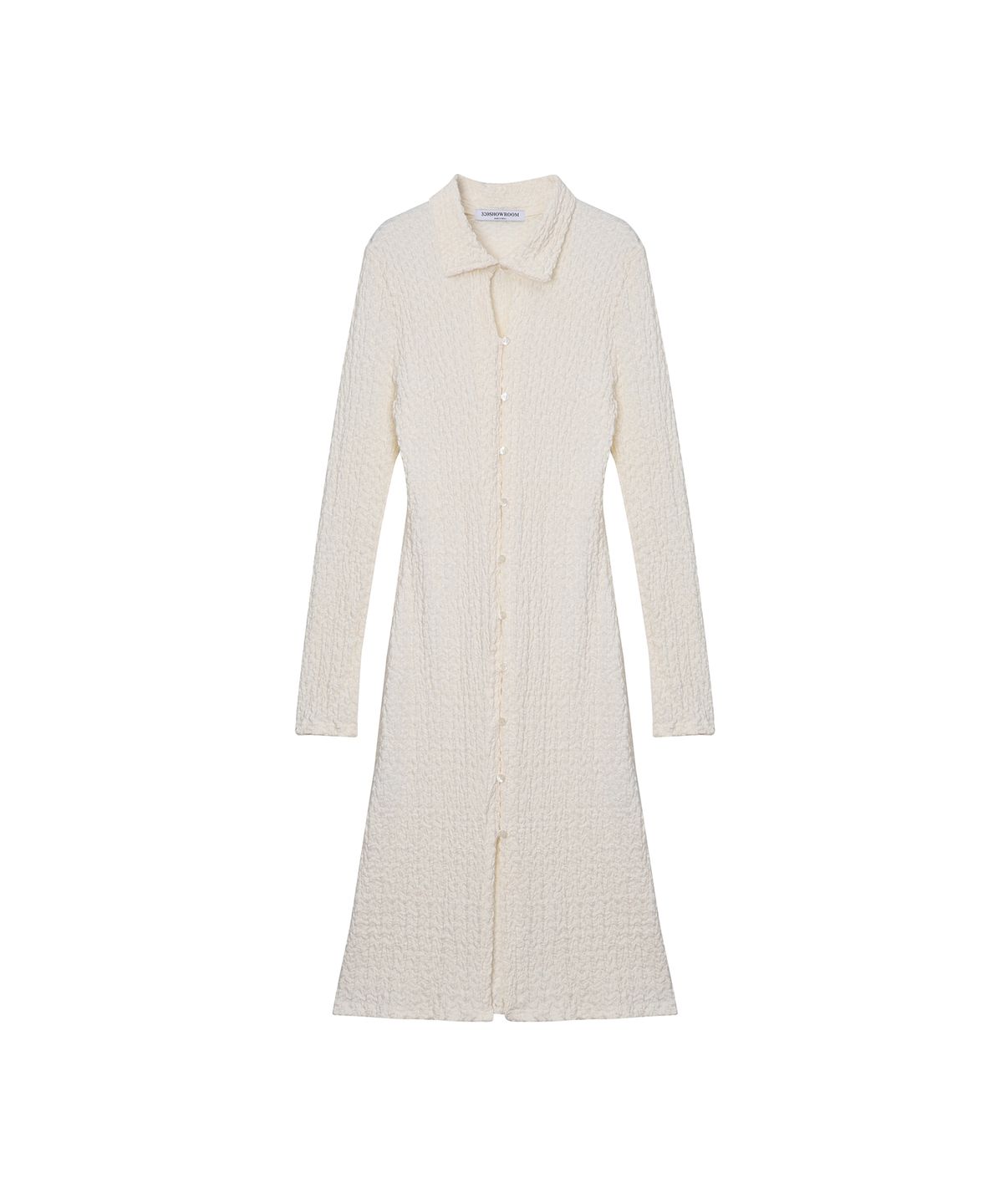 320쇼룸(320SHOWROOM) Shirt collar wrinkled dress Cream