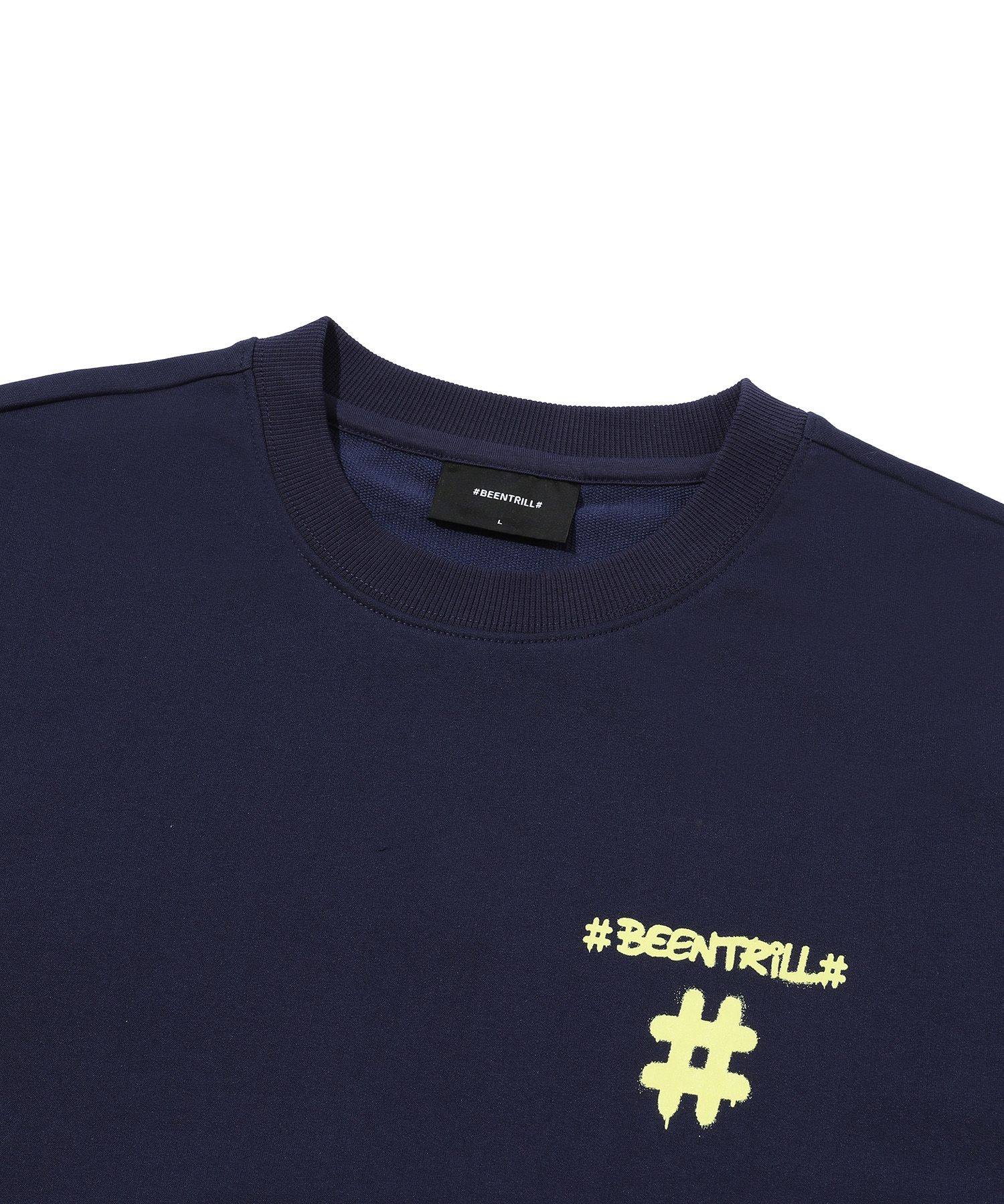 [BEENTRILL]★BASIC OVERFIT SWEATSHIRT MUSINSA | BEENTRILL Spray Hashtag Overfit Sweatshirt (Violet)