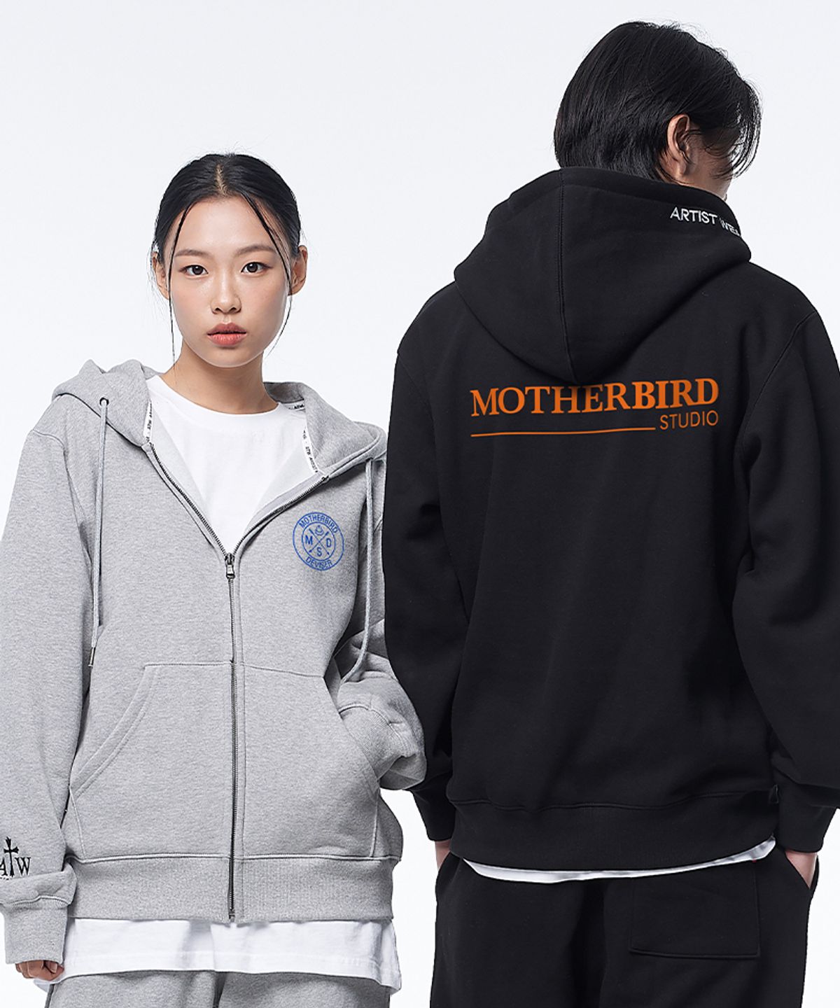 아티스트웨어(ARTISTWEAR) [ATW X 마더버드] MSD 패치 후드집업