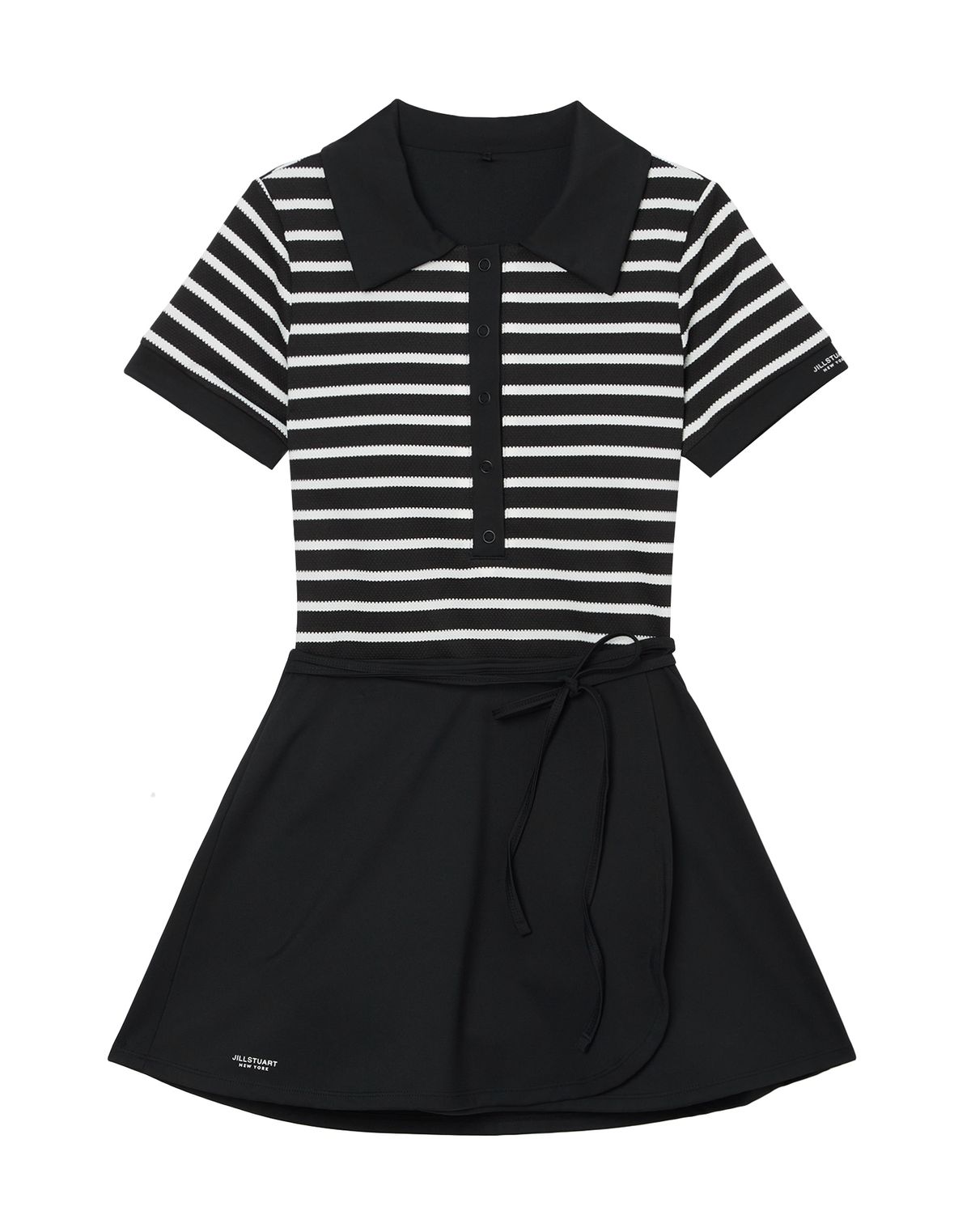 질스튜어트액세서리(JILLSTUART ACC) 블랙 스트라이프 투피스 수영복 (랩스커트 포함)