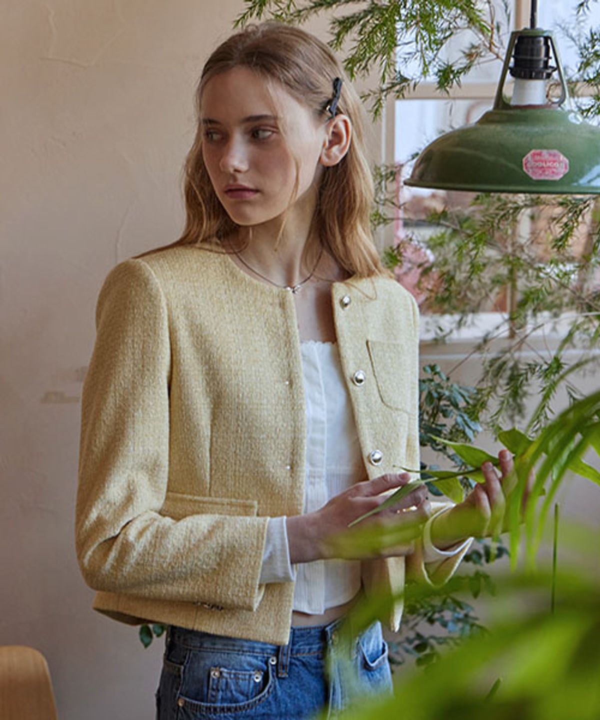 헤인트(HAINT) SAINT NO COLLAR TWEED JACKET
