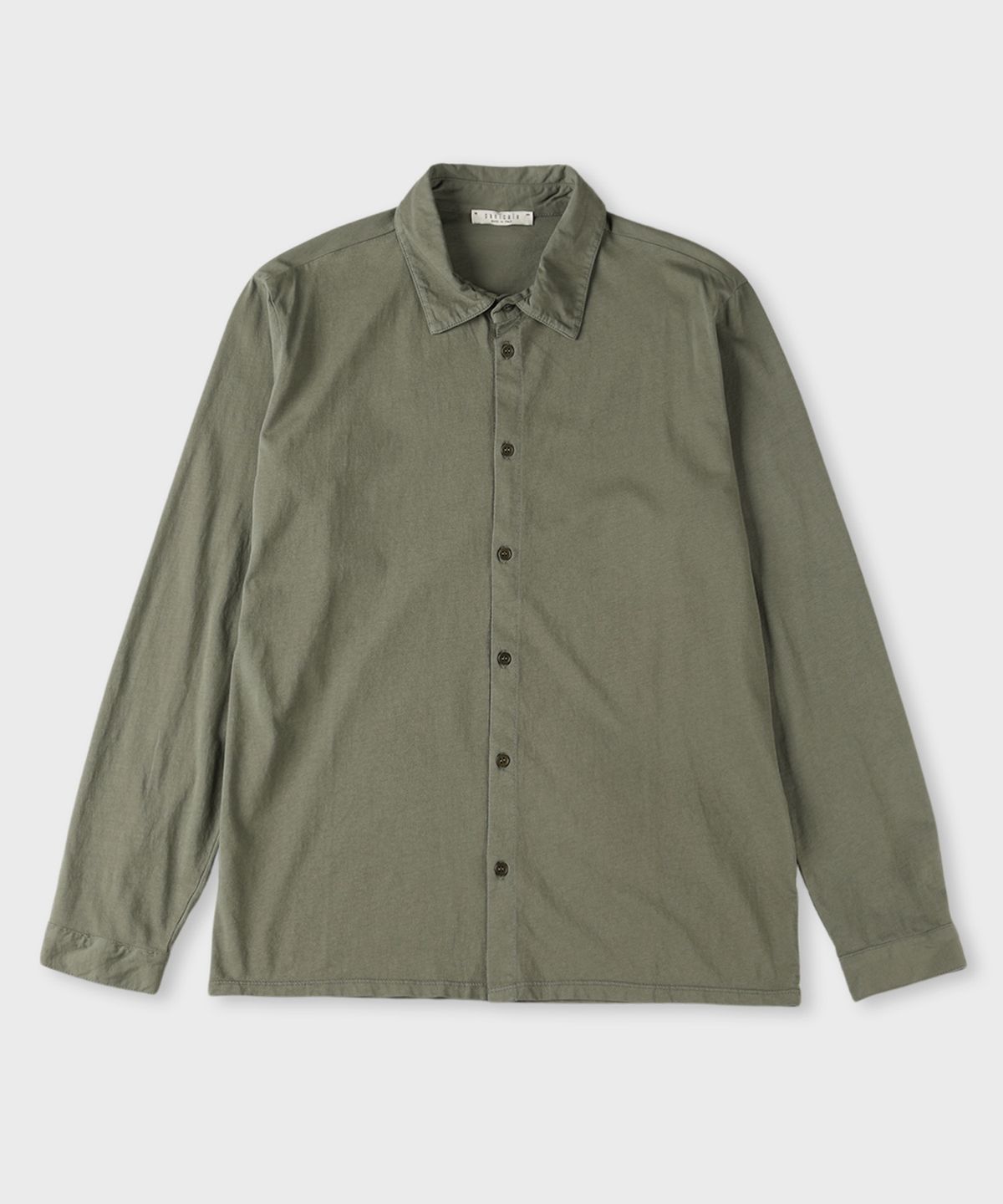 빠니깔레(PANICALE) 카키 슬림핏 다잉 면 셔츠