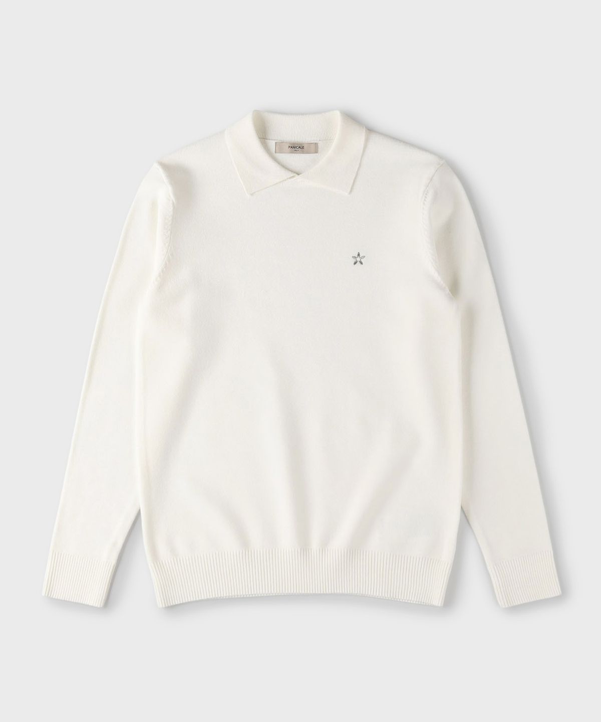 빠니깔레(PANICALE) 아이보리 패탈 로고 데일리 카라 니트