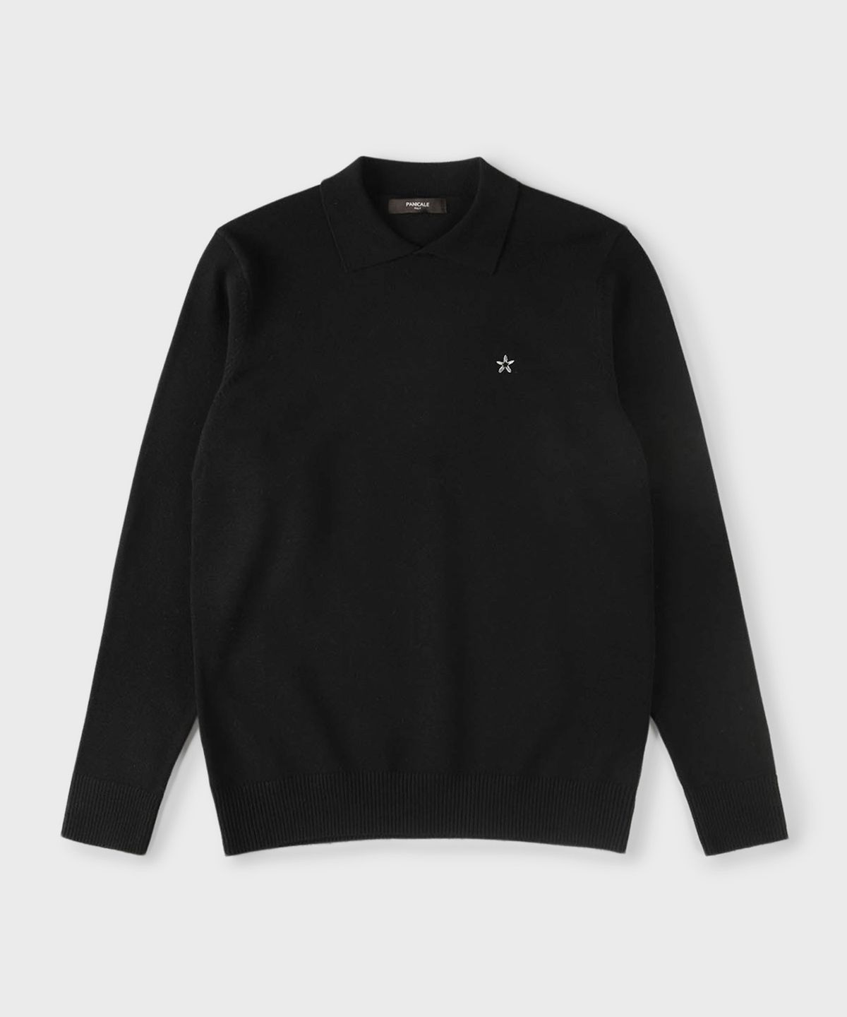 빠니깔레(PANICALE) 블랙 패탈 로고 데일리 카라 니트