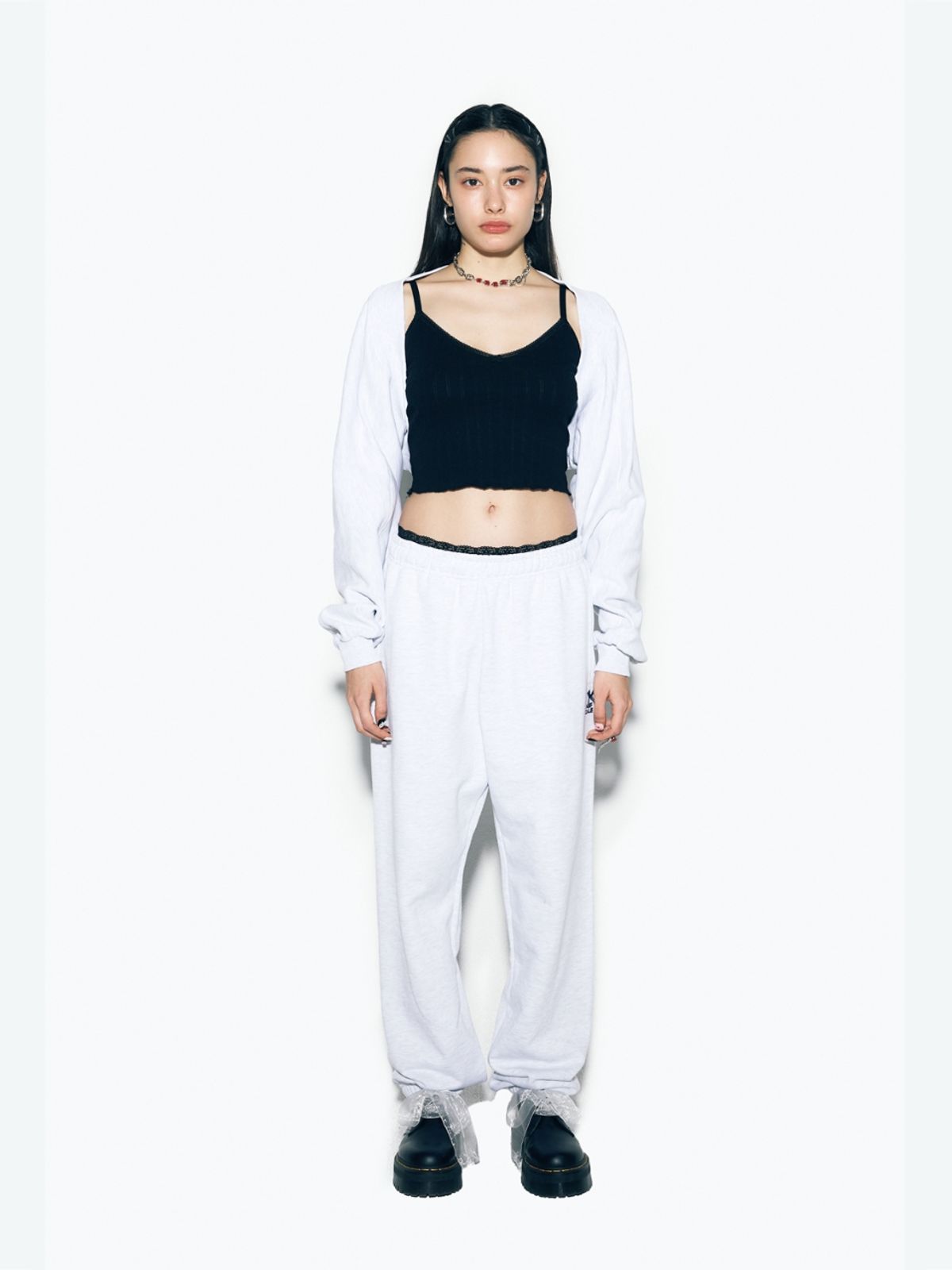 에즈이프 캘리(ASIF CALIE) RIBBON JOGGER PANTS WHITEMELANGE