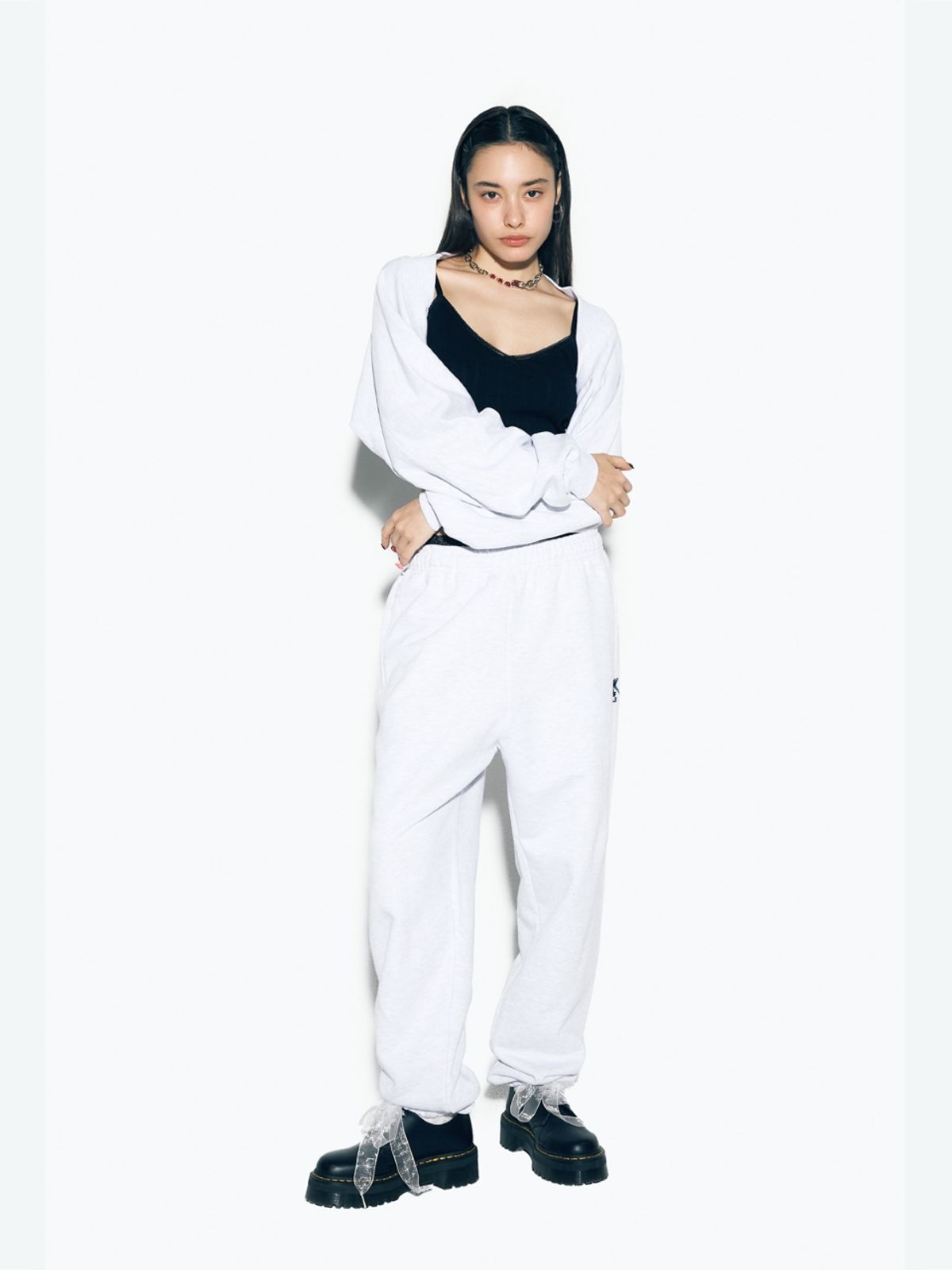 에즈이프 캘리(ASIF CALIE) RIBBON JOGGER PANTS WHITEMELANGE