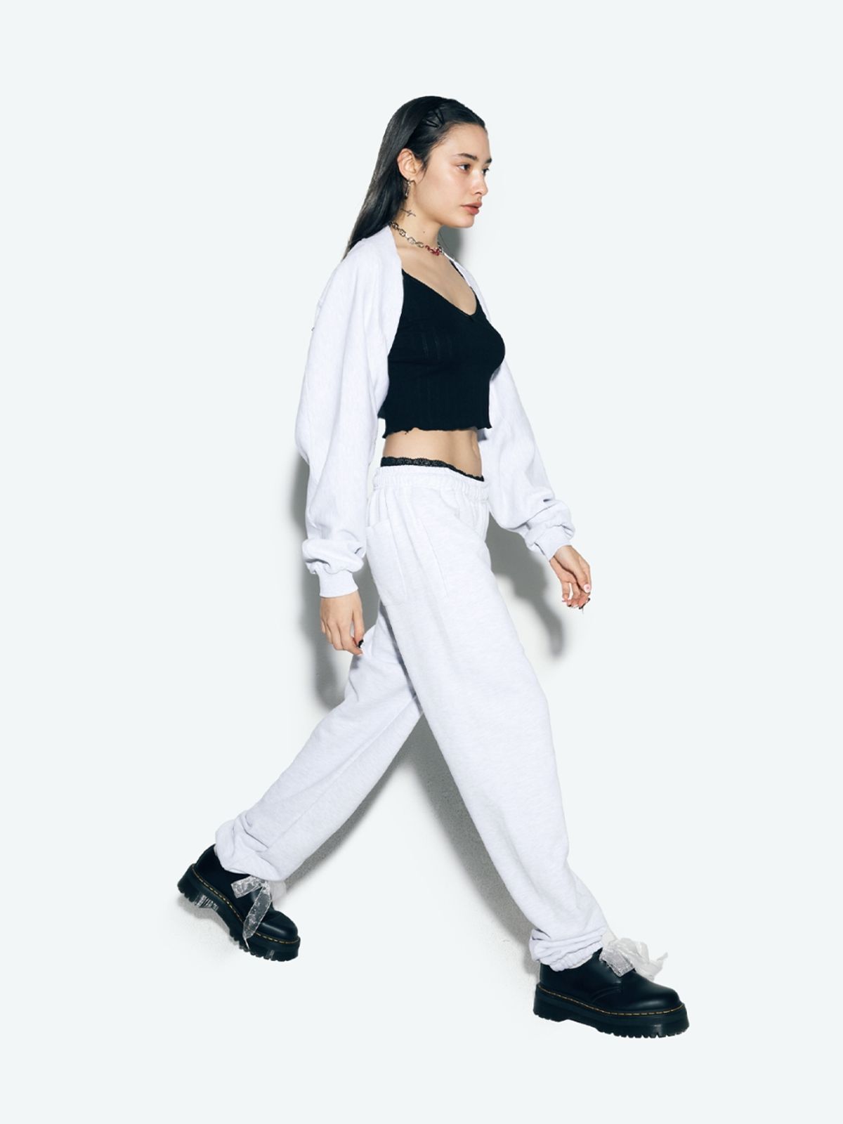 에즈이프 캘리(ASIF CALIE) RIBBON JOGGER PANTS WHITEMELANGE
