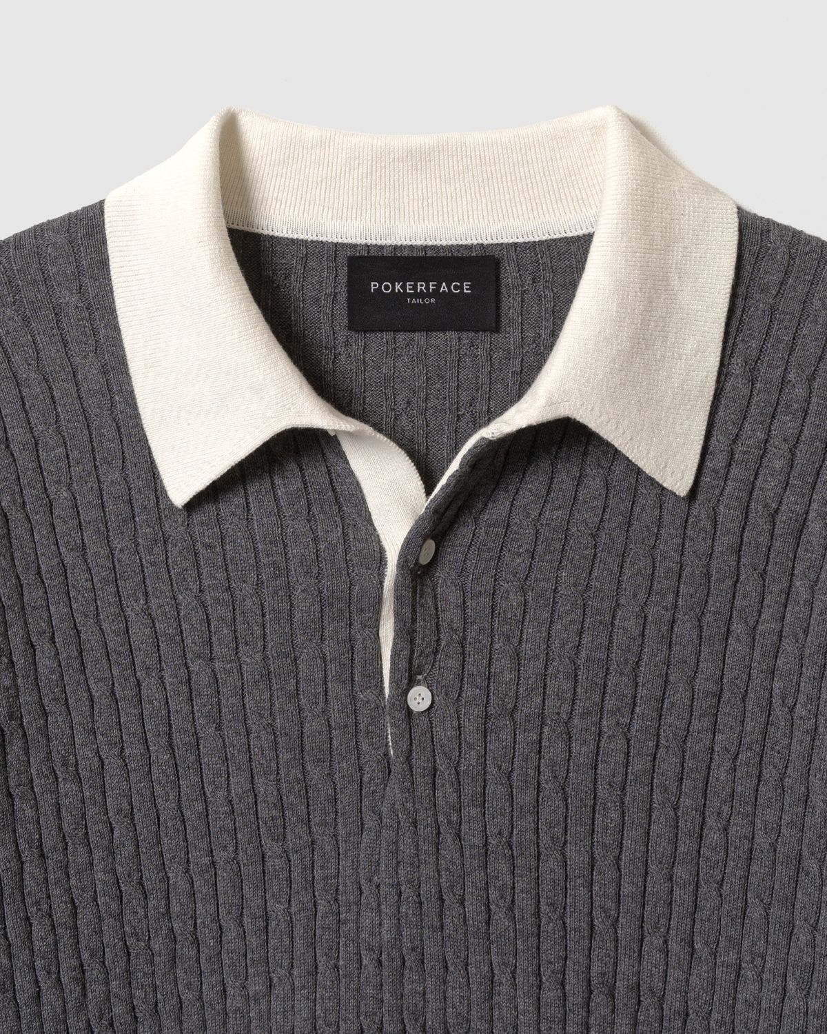 포커페이스(POKERFACE) CABLE RUGBY KNIT GREY