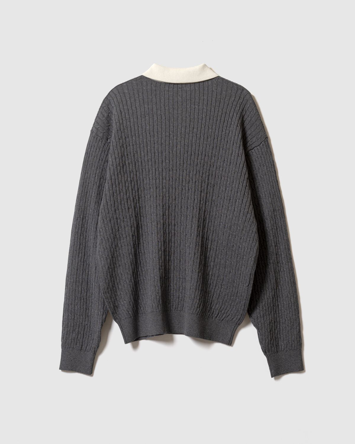 포커페이스(POKERFACE) CABLE RUGBY KNIT GREY