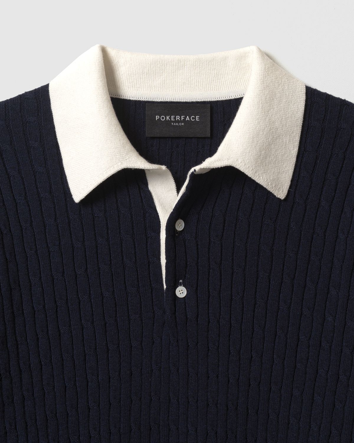 포커페이스(POKERFACE) CABLE RUGBY KNIT NAVY