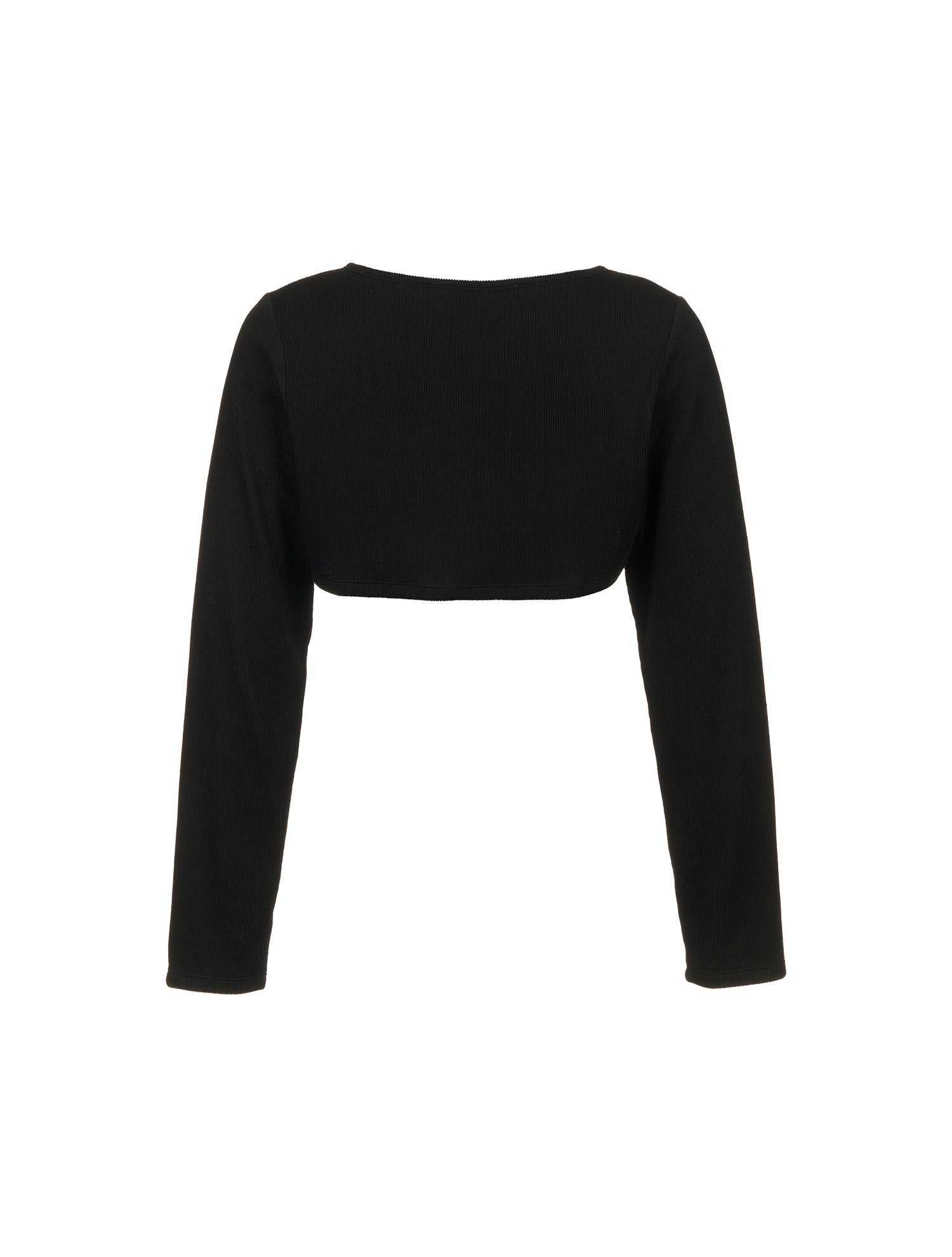 MUSINSA | GENERAL IDEA Ribbed Ribbon Bolero [BLACK] / WBD1L41545