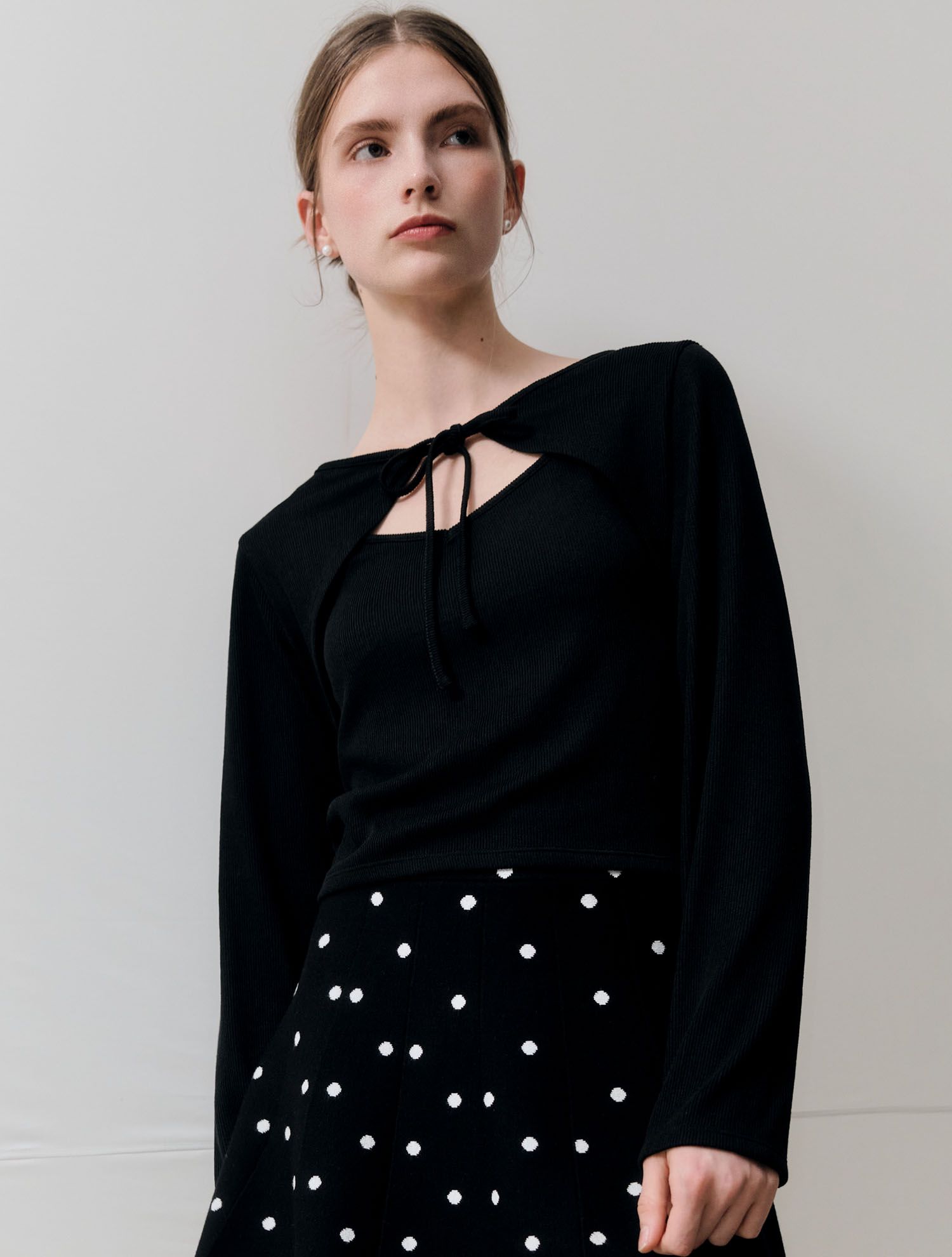 トップス MAISON SPECIAL RIBBON BOLERO Chinese Button Bolero – axes femme from JAPAN