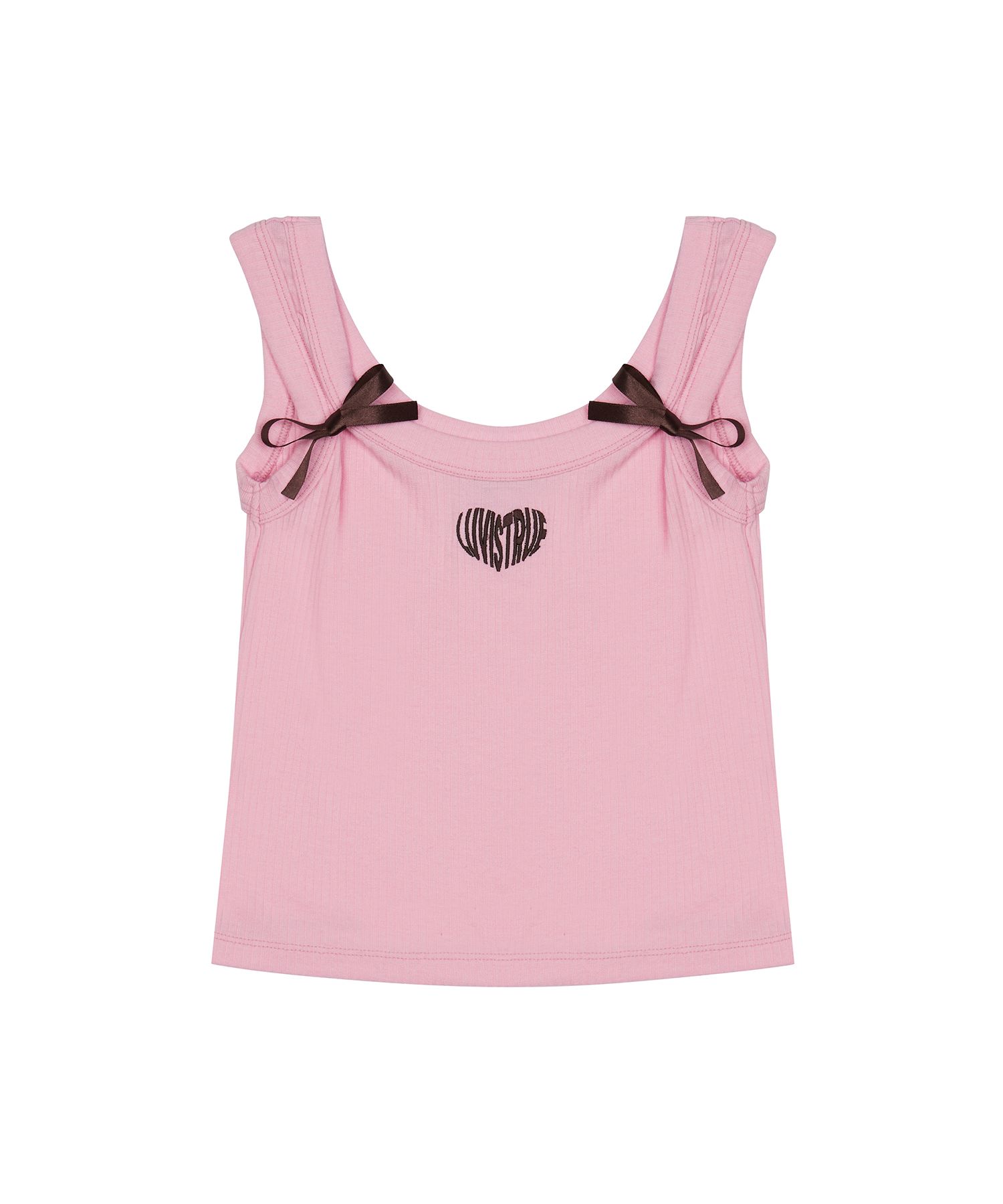 MUSINSA公式 | LUV IS TRUE HEART RIBBON TEE (PINK)
