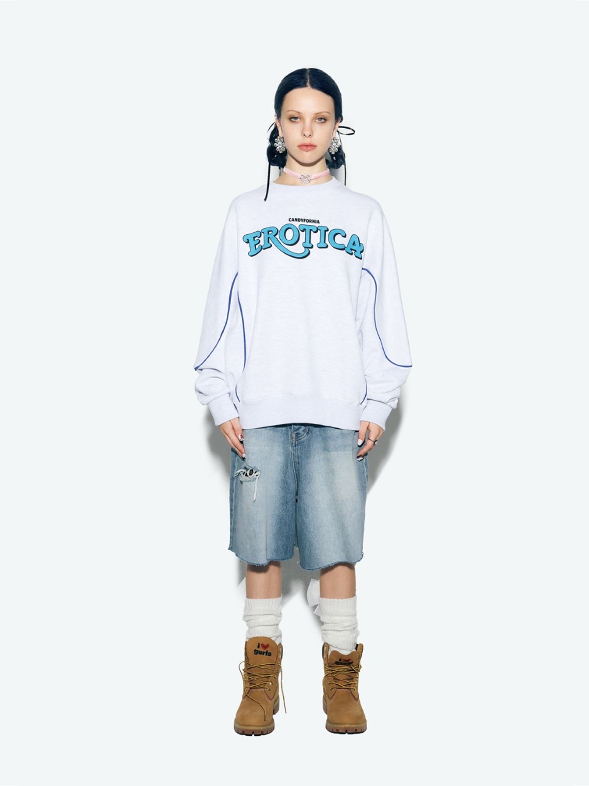에즈이프 캘리(ASIF CALIE) EROTICA PIPING SWEATSHIRT WHITEMELANGE