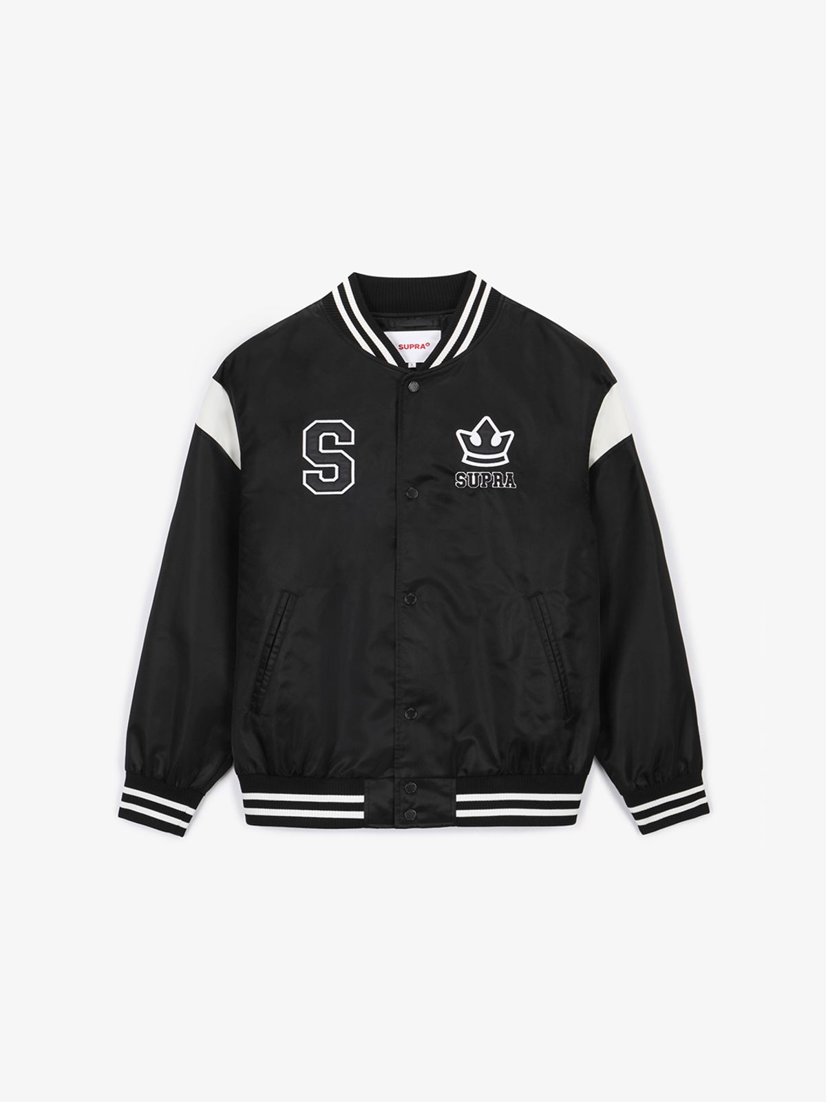 수프라(SUPRA) 바시티 숄더 블록 나일론 바시티 자켓(BLACK)