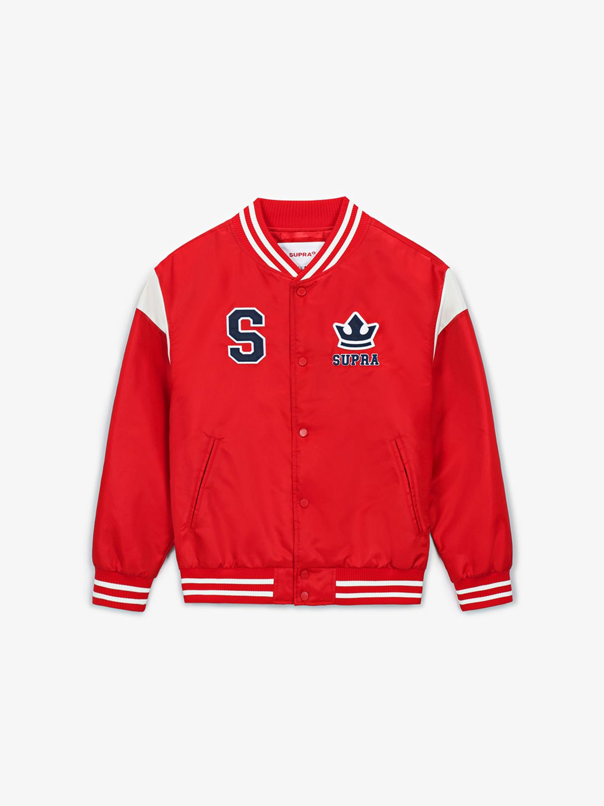 수프라(SUPRA) 바시티 숄더 블록 나일론 바시티 자켓(RED)