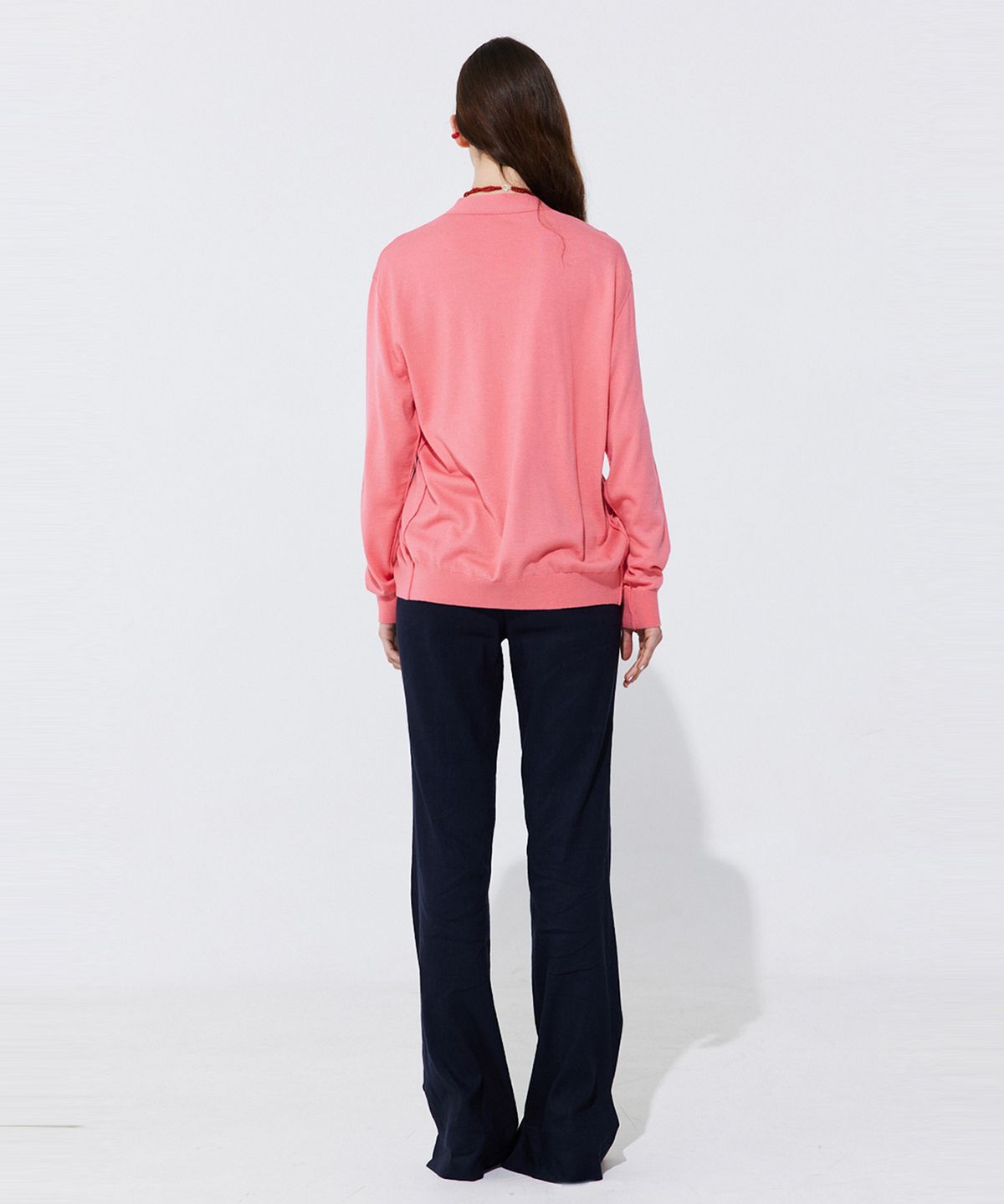 분더캄머(WNDERKAMMER) Silky Unbalanced Cardigan_Hot Pink (실키 언발란스 가디건_핫 핑크)