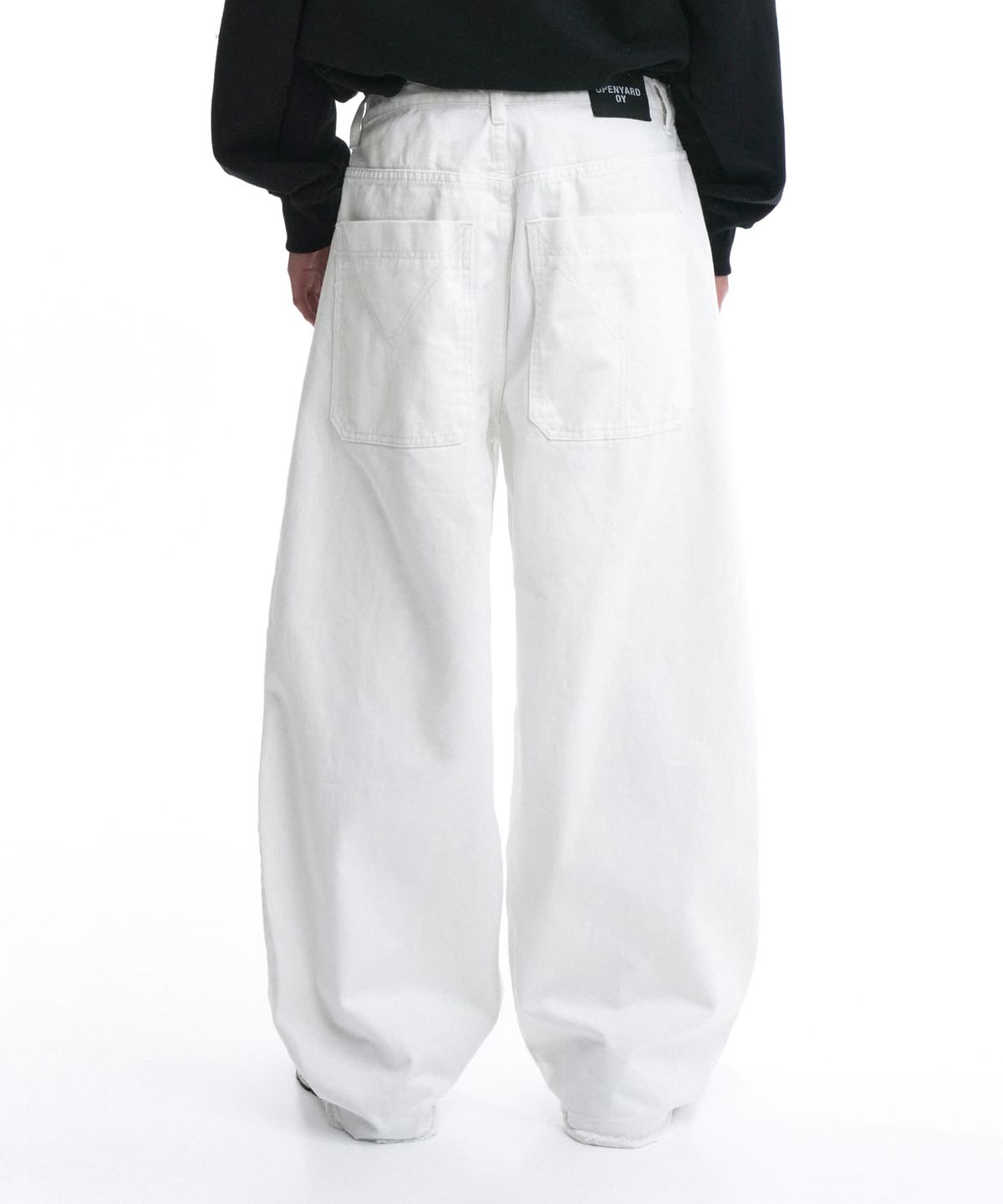 오픈야드(오와이)(OPENYARD(OY)) RAW HEM STITCHED WIDE VOLUME PANTS - CREAM