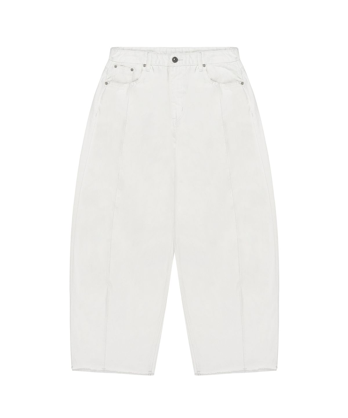 오픈야드(오와이)(OPENYARD(OY)) RAW HEM STITCHED WIDE VOLUME PANTS - CREAM