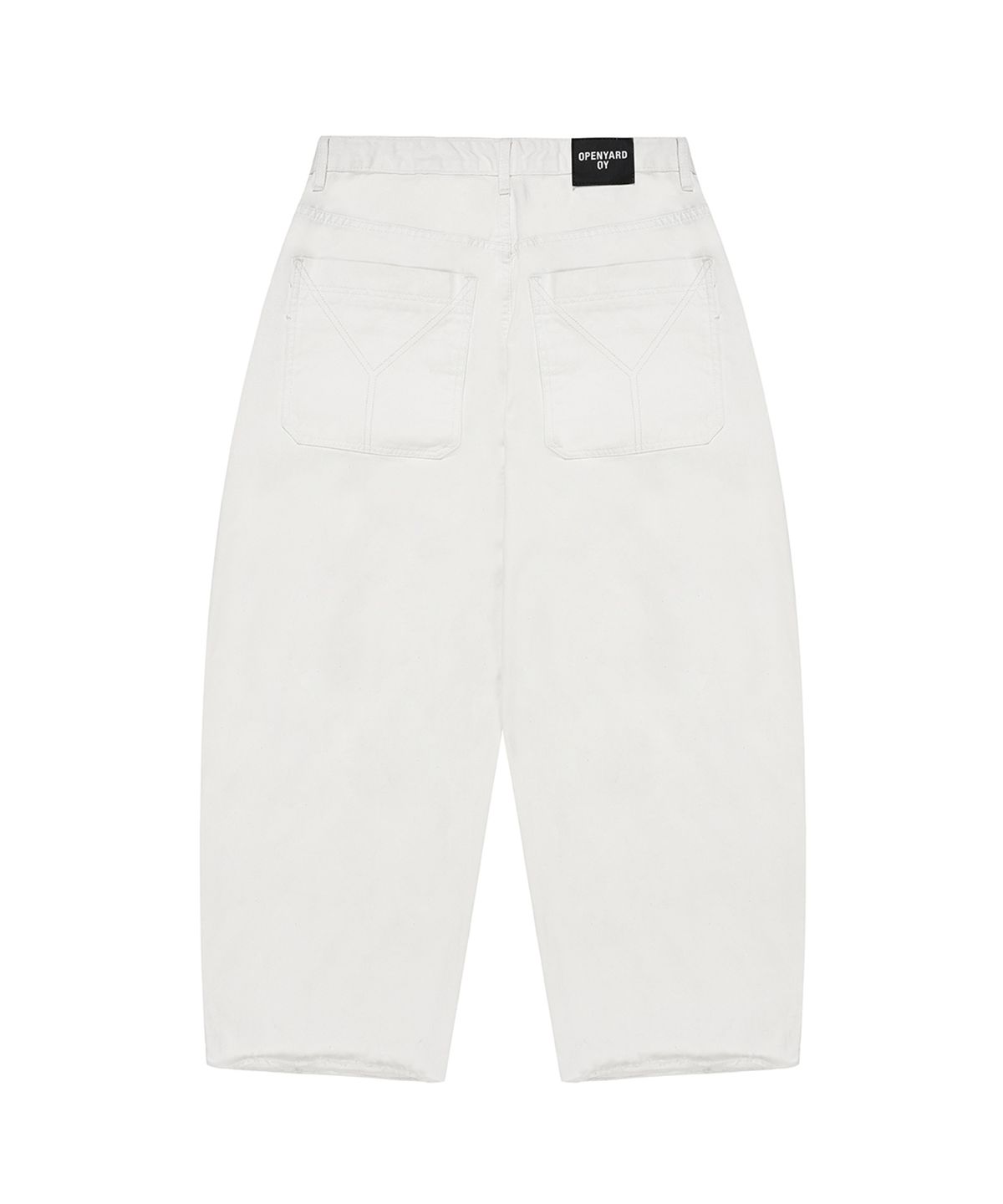 오픈야드(오와이)(OPENYARD(OY)) RAW HEM STITCHED WIDE VOLUME PANTS - CREAM