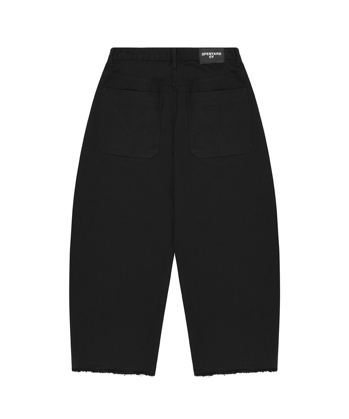 오픈야드(오와이)(OPENYARD(OY)) RAW HEM STITCHED WIDE VOLUME PANTS - BLACK
