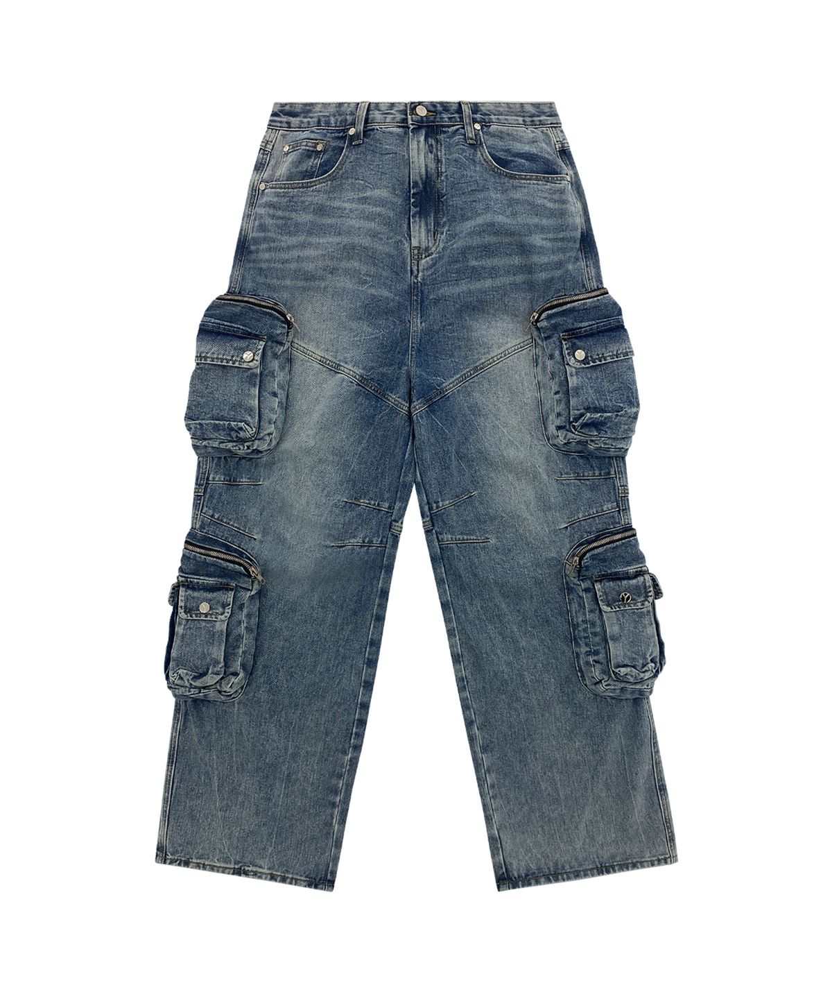 오픈야드(오와이)(OPENYARD(OY)) FOURTEEN CARGO POCKETS WASHED JEANS-BLUE