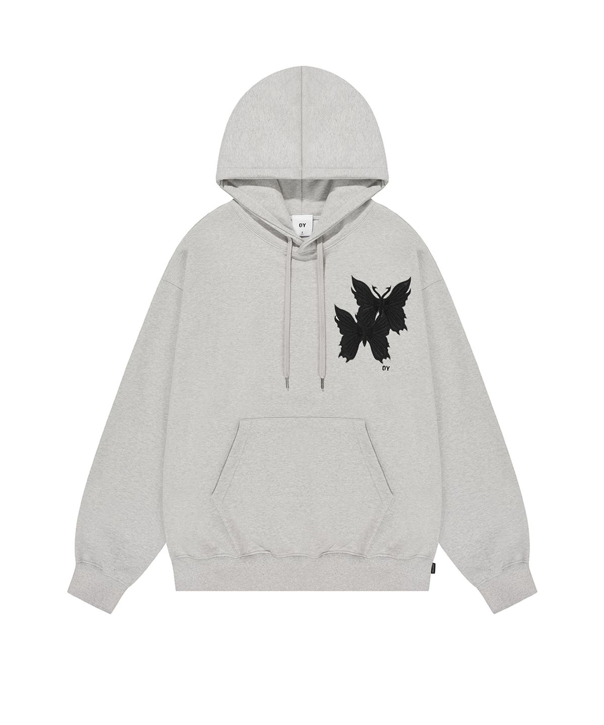 오픈야드(오와이)(OPENYARD(OY)) L.T BUTTERFLY PATCH HOODIE-GREY