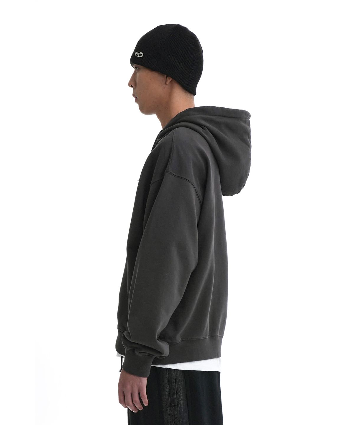 오픈야드(오와이)(OPENYARD(OY)) DENIM FLOWER PATCH HOODIE-DUST GREY