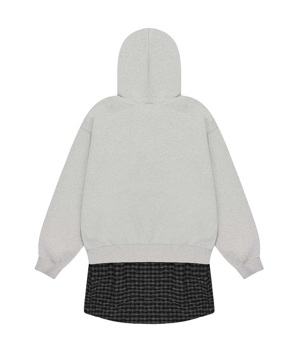 오픈야드(오와이)(OPENYARD(OY)) LAYERED CHECK SHIRTS HOODIE-LIGHT GREY