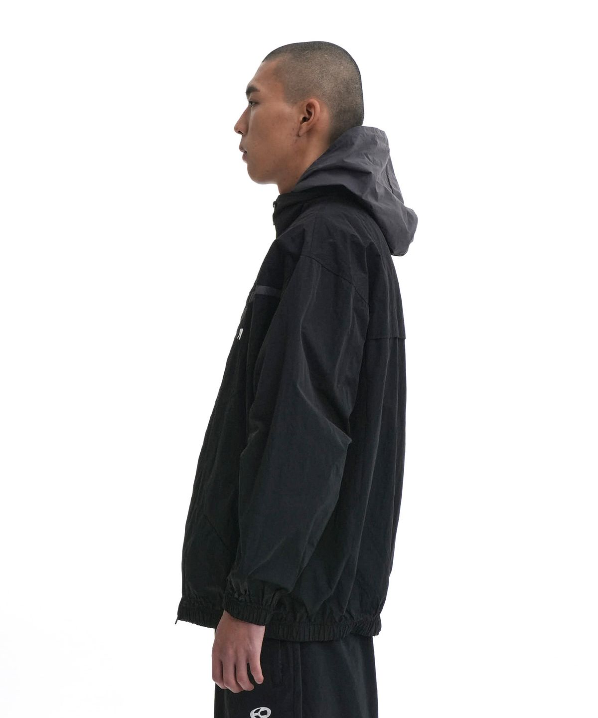 오픈야드(오와이)(OPENYARD(OY)) LAYERED HOODIE JACKET-BLACK