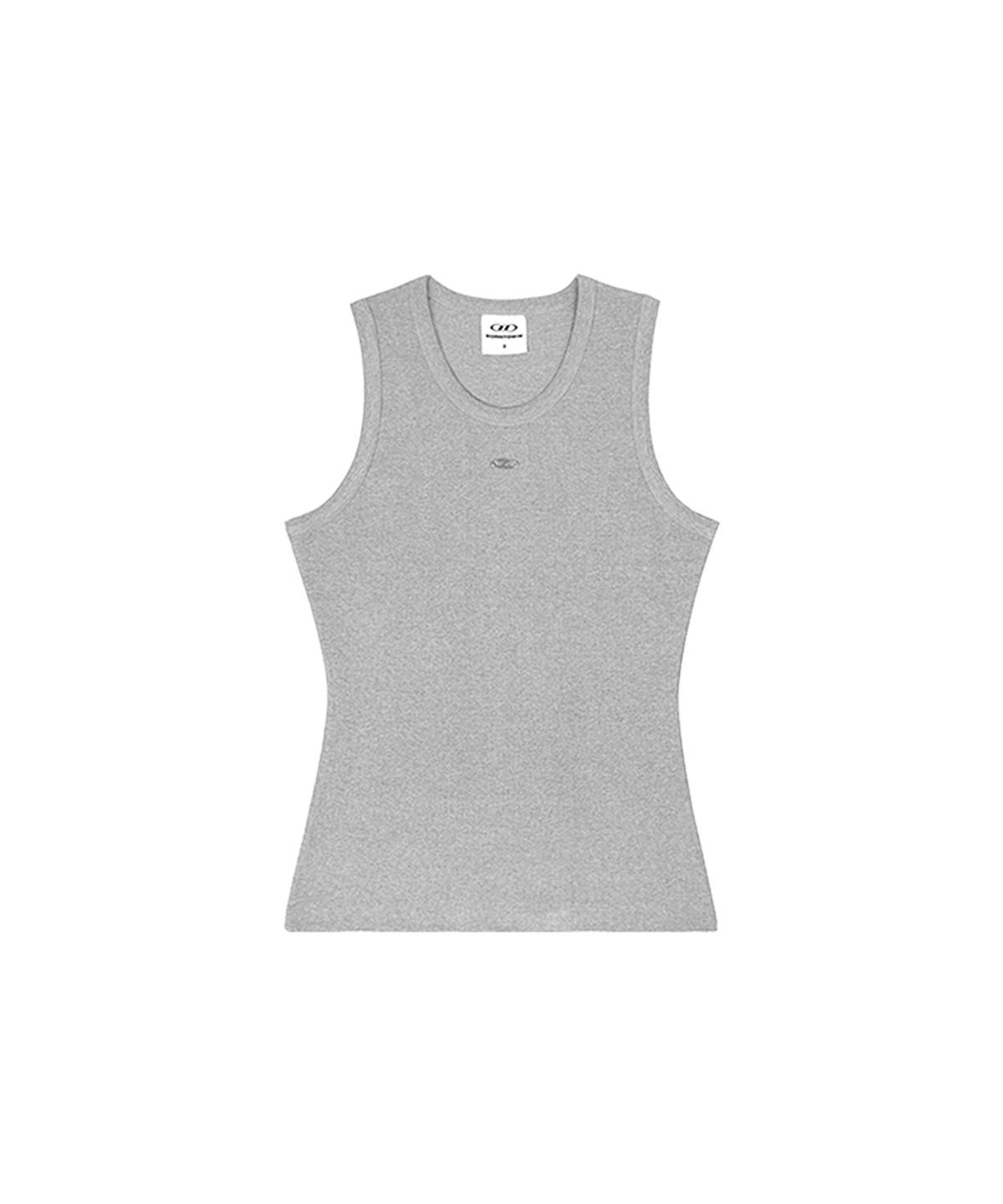 본투윈(BORN TO WIN) B PENDANT RIBBED SLEEVELESS [MELANGE GREY]