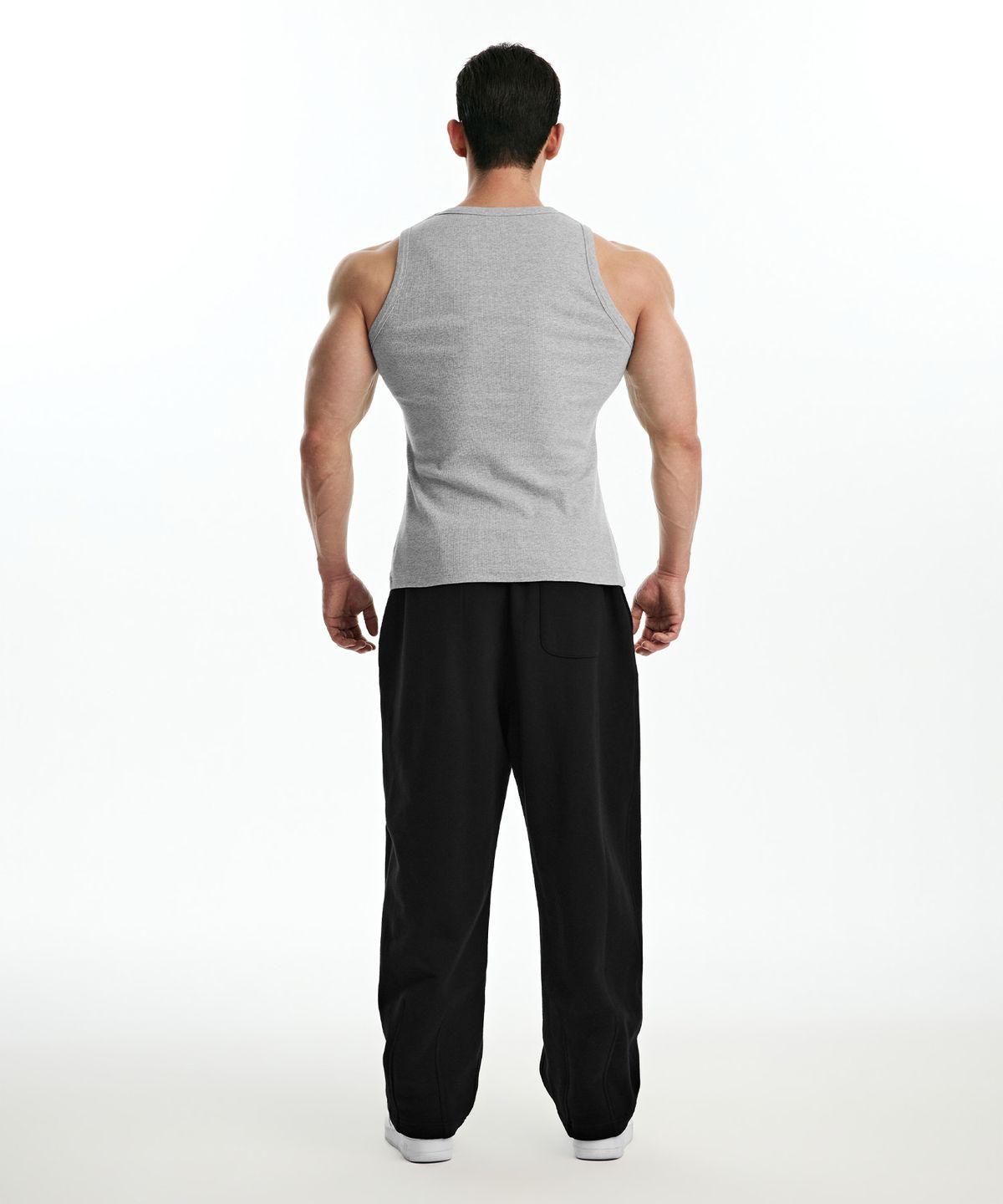 본투윈(BORN TO WIN) B PENDANT RIBBED SLEEVELESS [MELANGE GREY]
