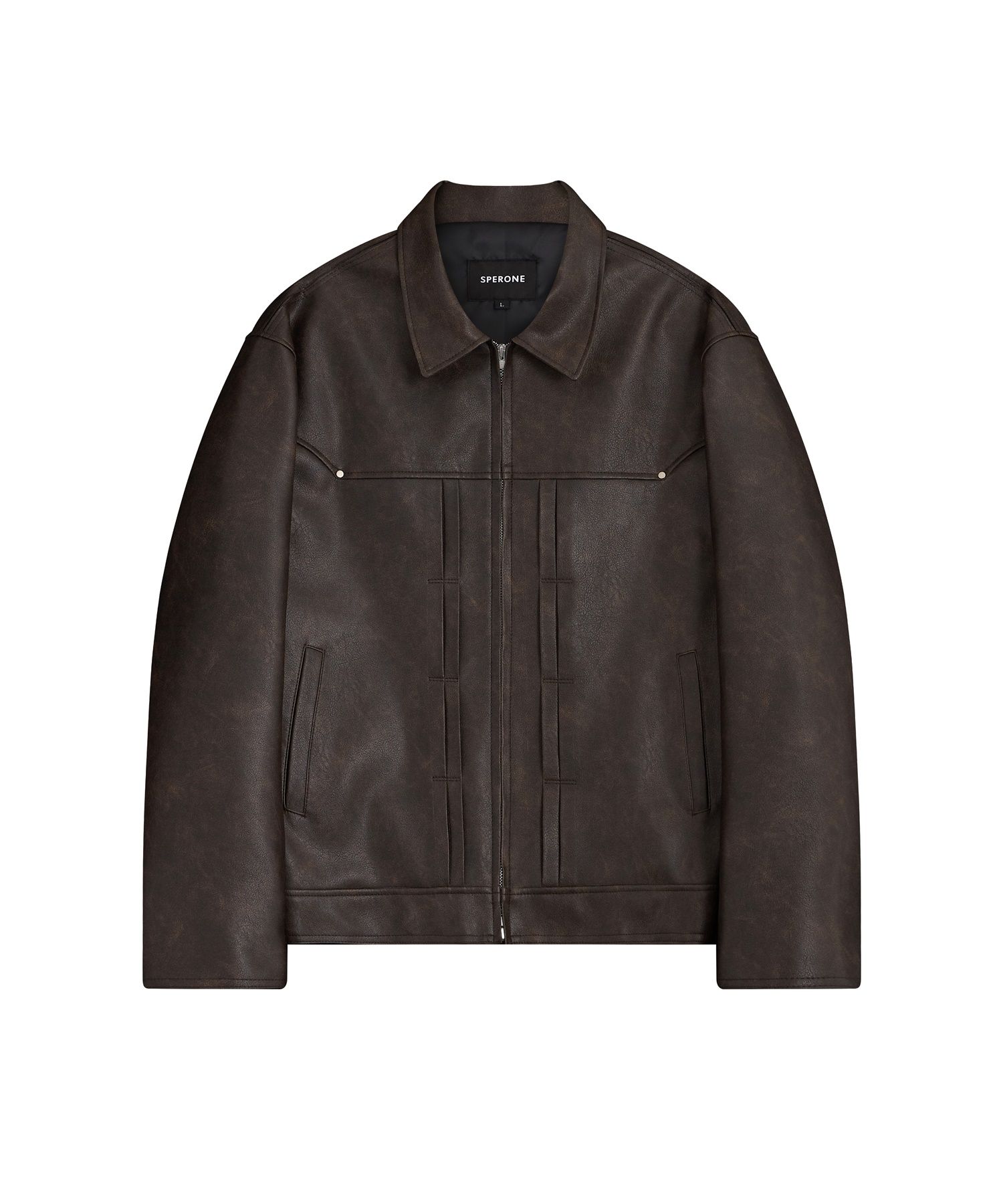 【SPERONE】24SS★ Double Line Trucker Crack Jacket MUSINSA | SPERONE Double line trucker crack jacket (brown)