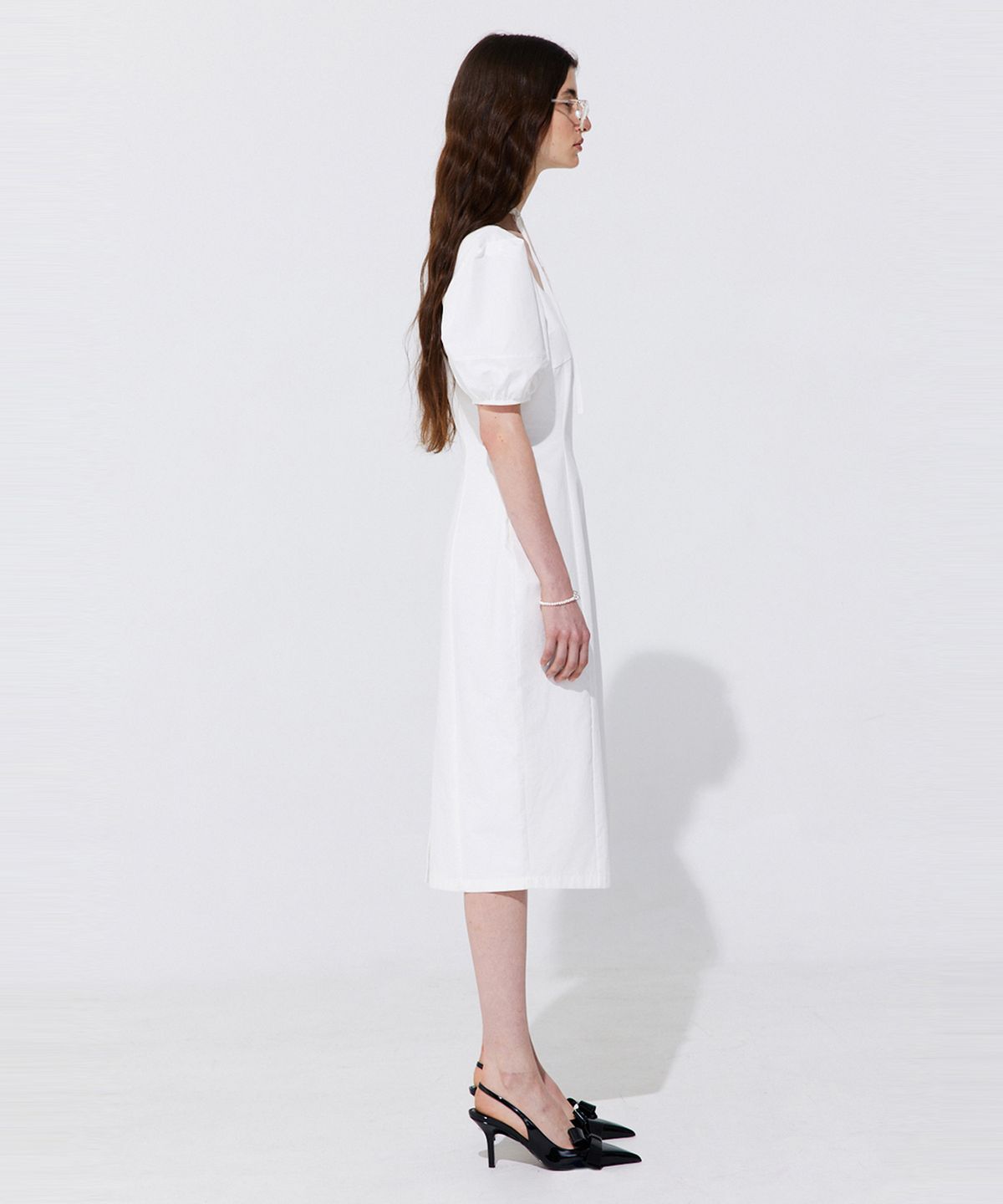 분더캄머(WNDERKAMMER) Pearl Balloon Line Dress_White (펄 벌룬 라인 드레스_화이트)