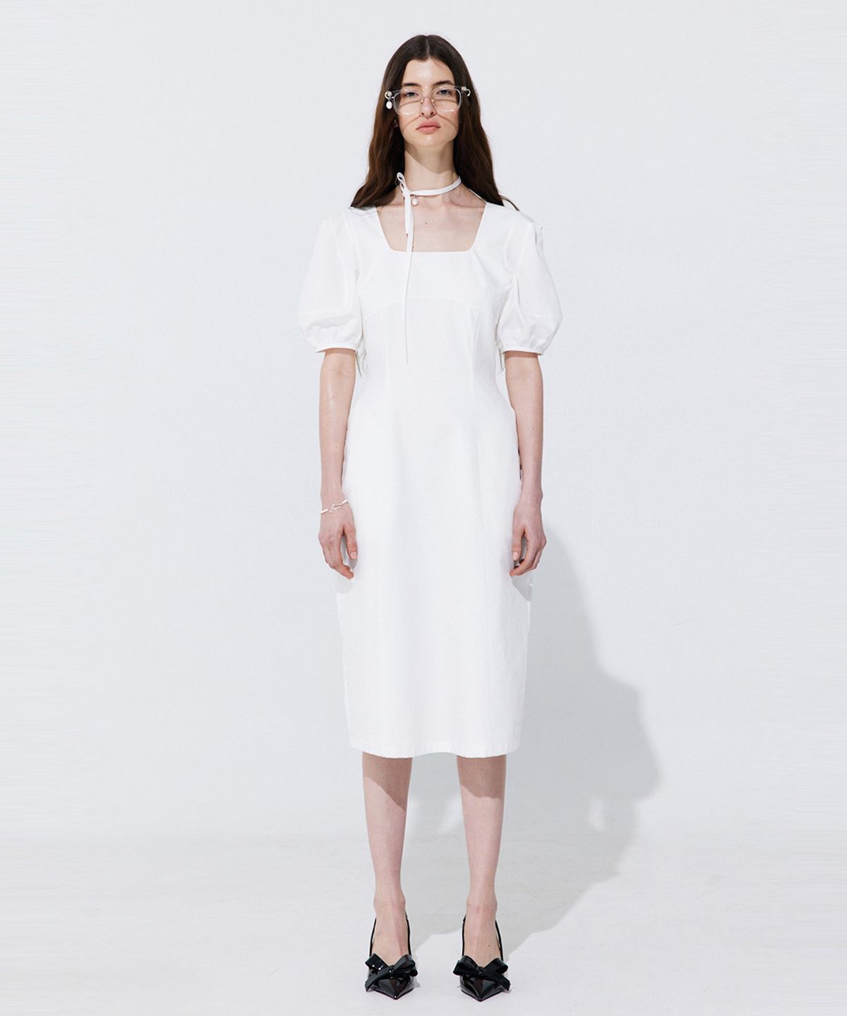 분더캄머(WNDERKAMMER) Pearl Balloon Line Dress_White (펄 벌룬 라인 드레스_화이트)