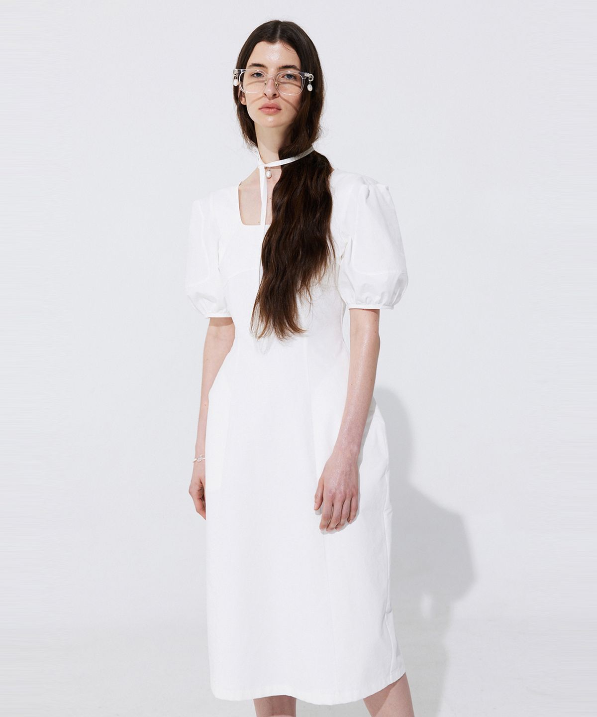 분더캄머(WNDERKAMMER) Pearl Balloon Line Dress_White (펄 벌룬 라인 드레스_화이트)