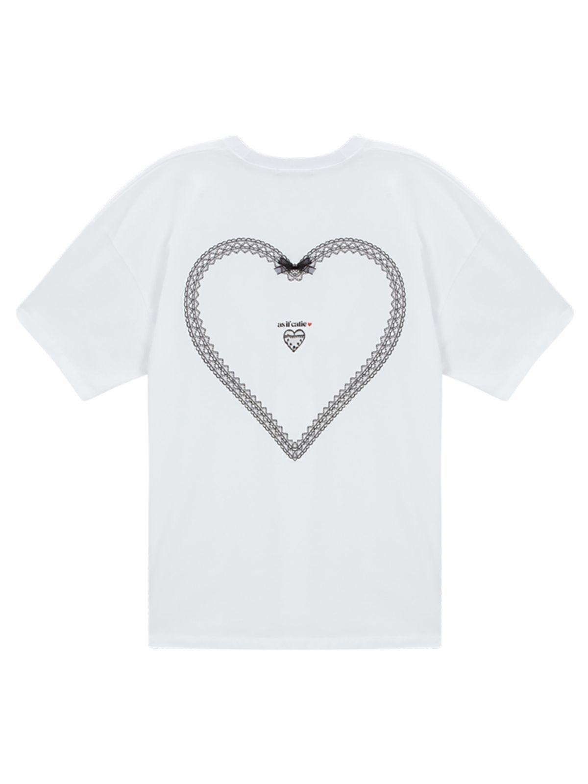 에즈이프 캘리(ASIF CALIE) LACE HEART OVERSIZED T-SHIRT WHITE