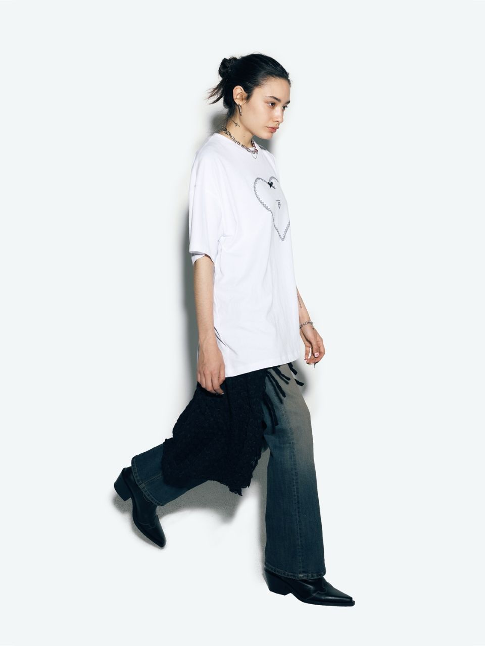 ◆as if calie◆ LACE HEART OVERSIZED TSHIRT WHITE CA24AST003 MUSINSA | ASIF CALIE LACE HEART OVERSIZED T-SHIRT WHITE