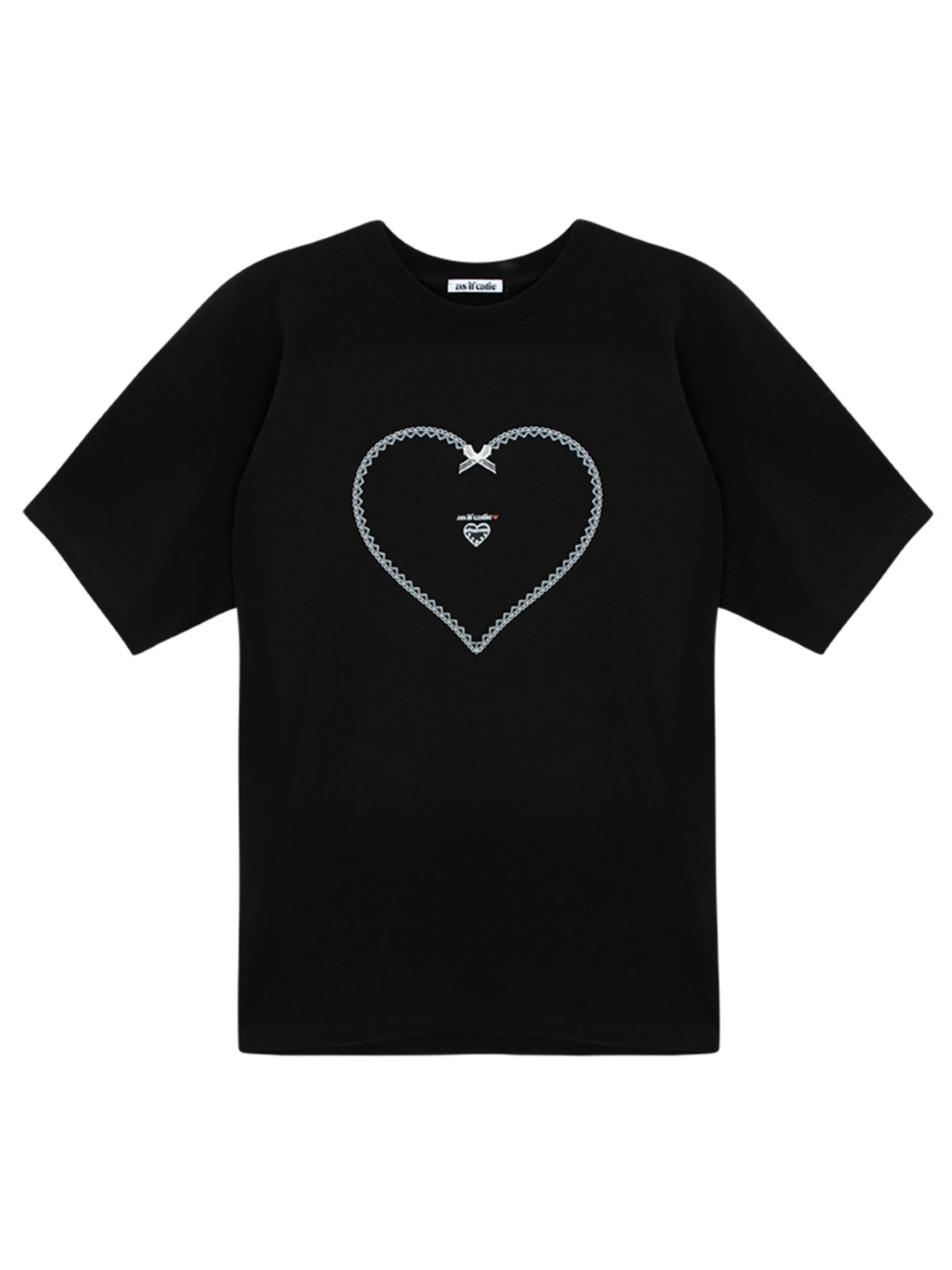 에즈이프 캘리(ASIF CALIE) LACE HEART OVERSIZED T-SHIRT BLACK