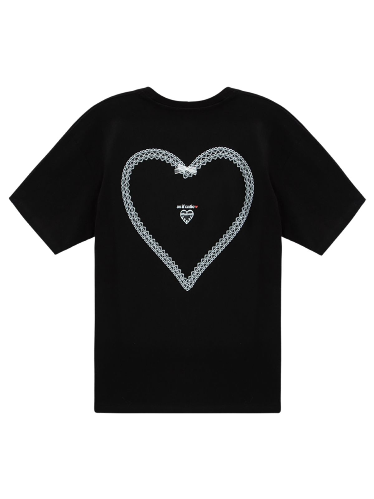 에즈이프 캘리(ASIF CALIE) LACE HEART OVERSIZED T-SHIRT BLACK