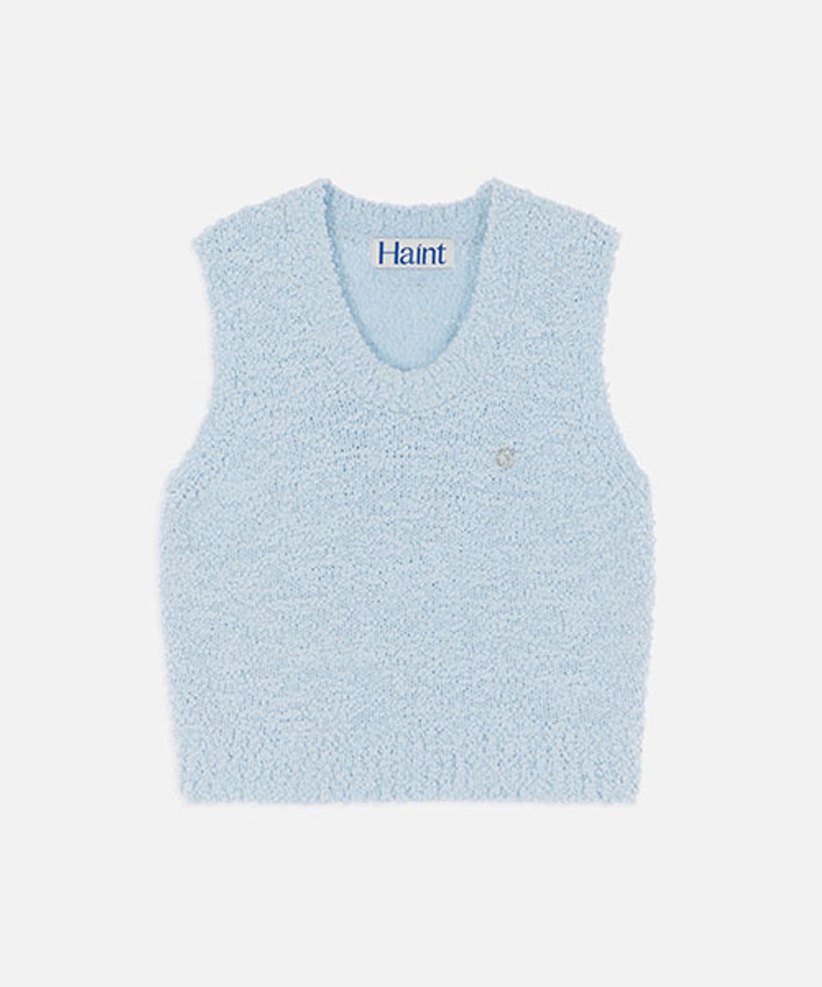 헤인트(HAINT) BOUCLE ROUND KNIT VEST_2COLORS_SKY BLUE