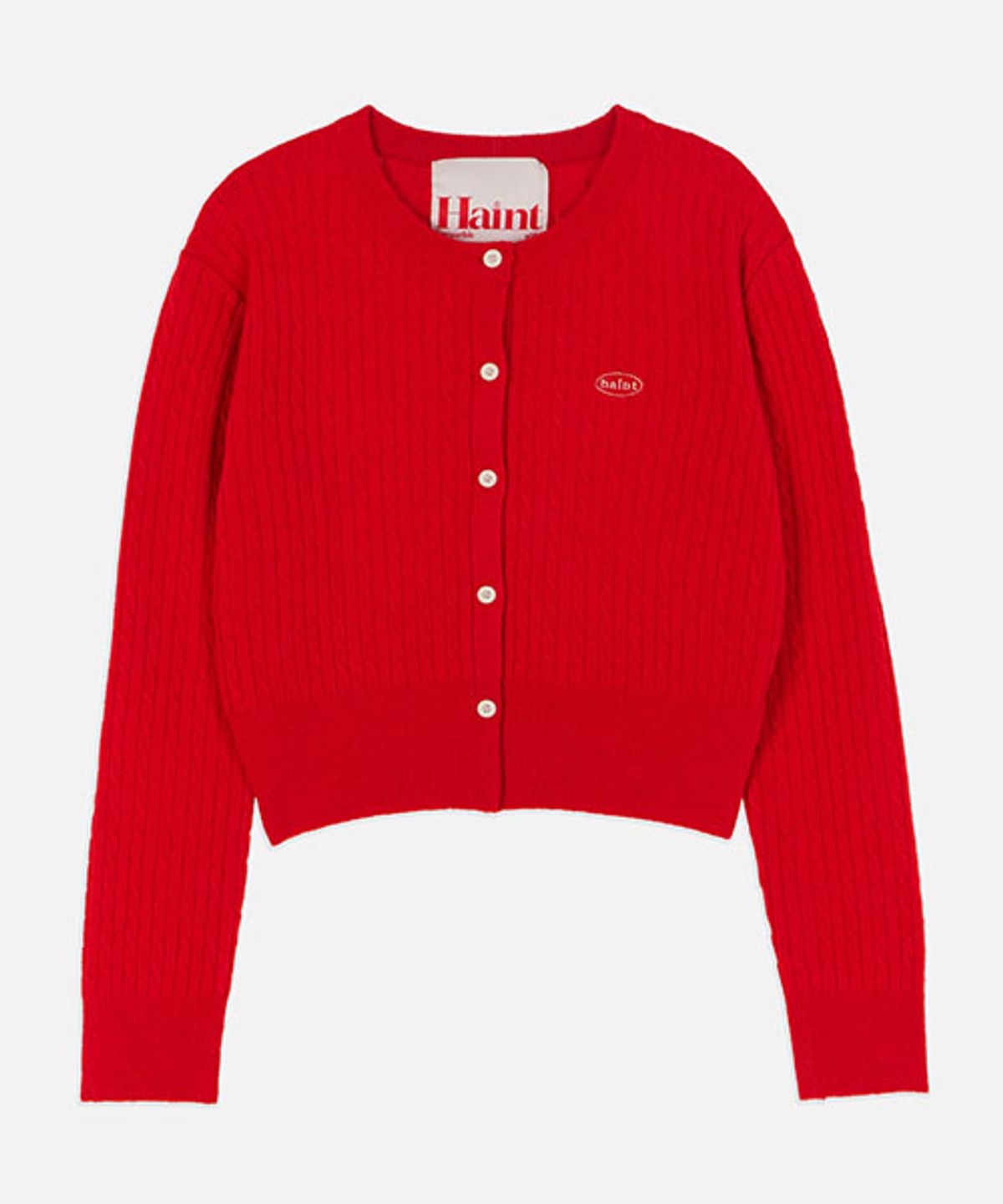 헤인트(HAINT) ROYAL CROPPED CABLE CARDIGAN_2COLORS_RED