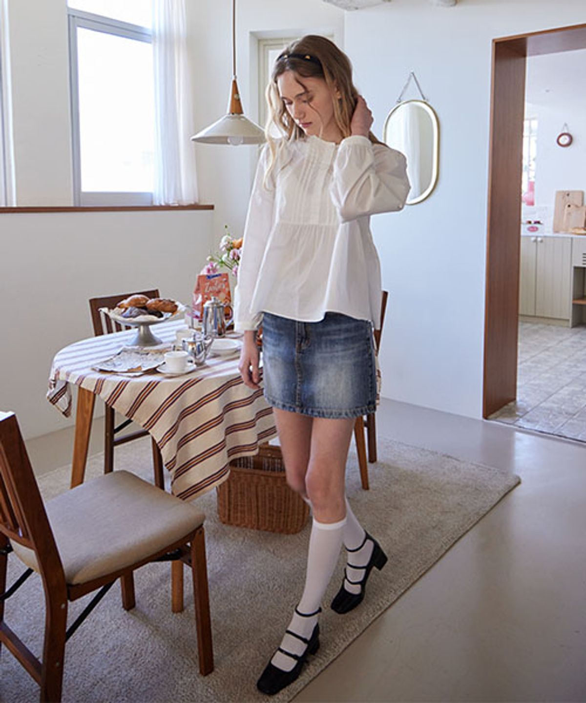 헤인트(HAINT) EZEL VINTAGE MINI SKIRT_2COLORS_BLUE