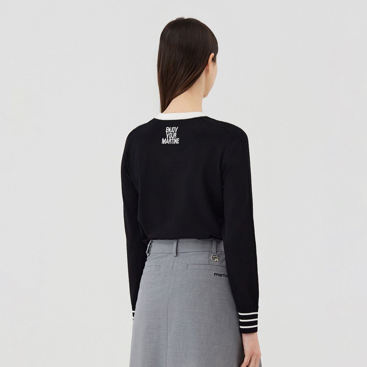 마틴골프(MARTINE GOLF) Back Lettering Round Knit_Black