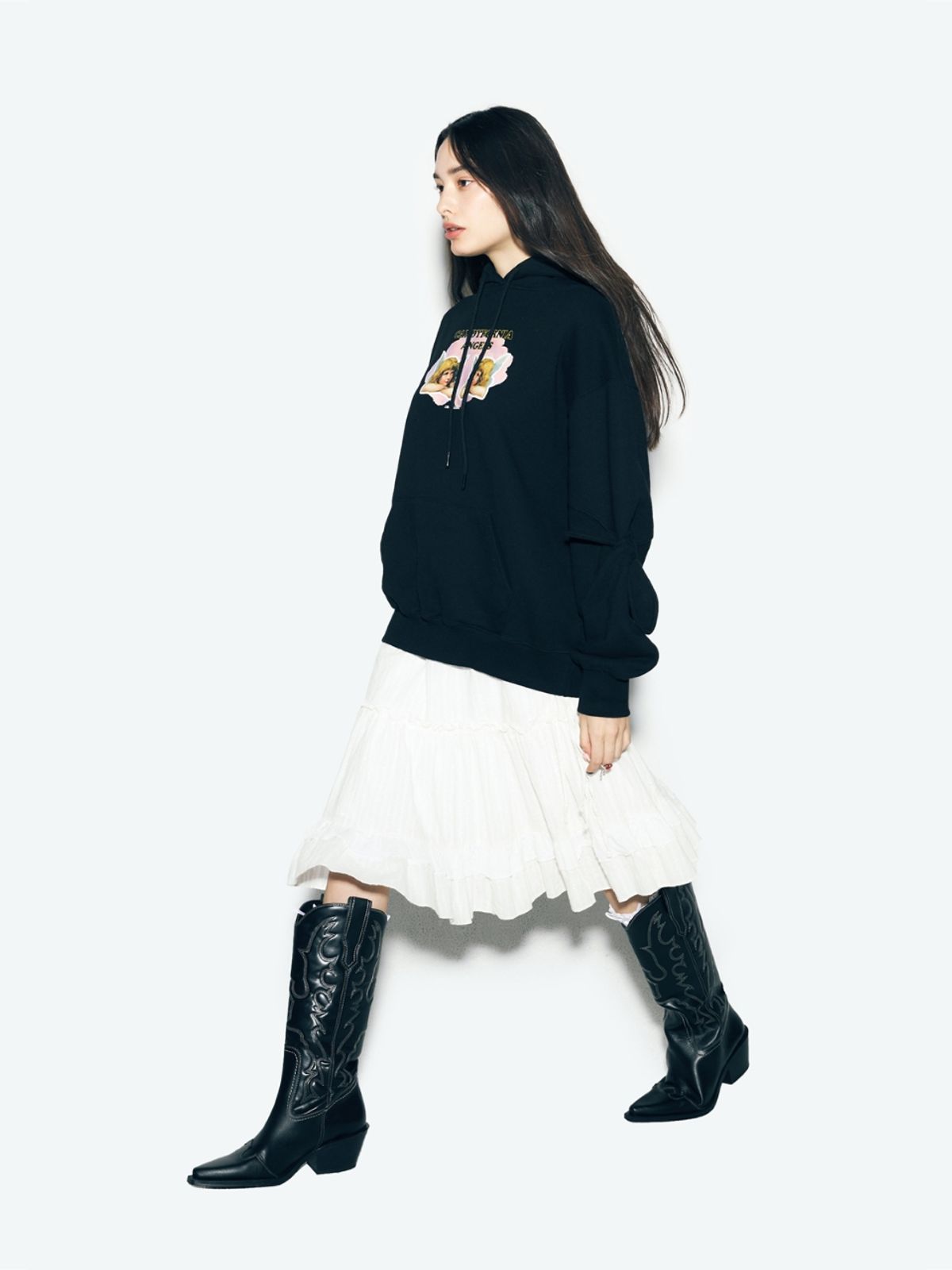 에즈이프 캘리(ASIF CALIE) ANGEL WINGS HOODIE BLACK