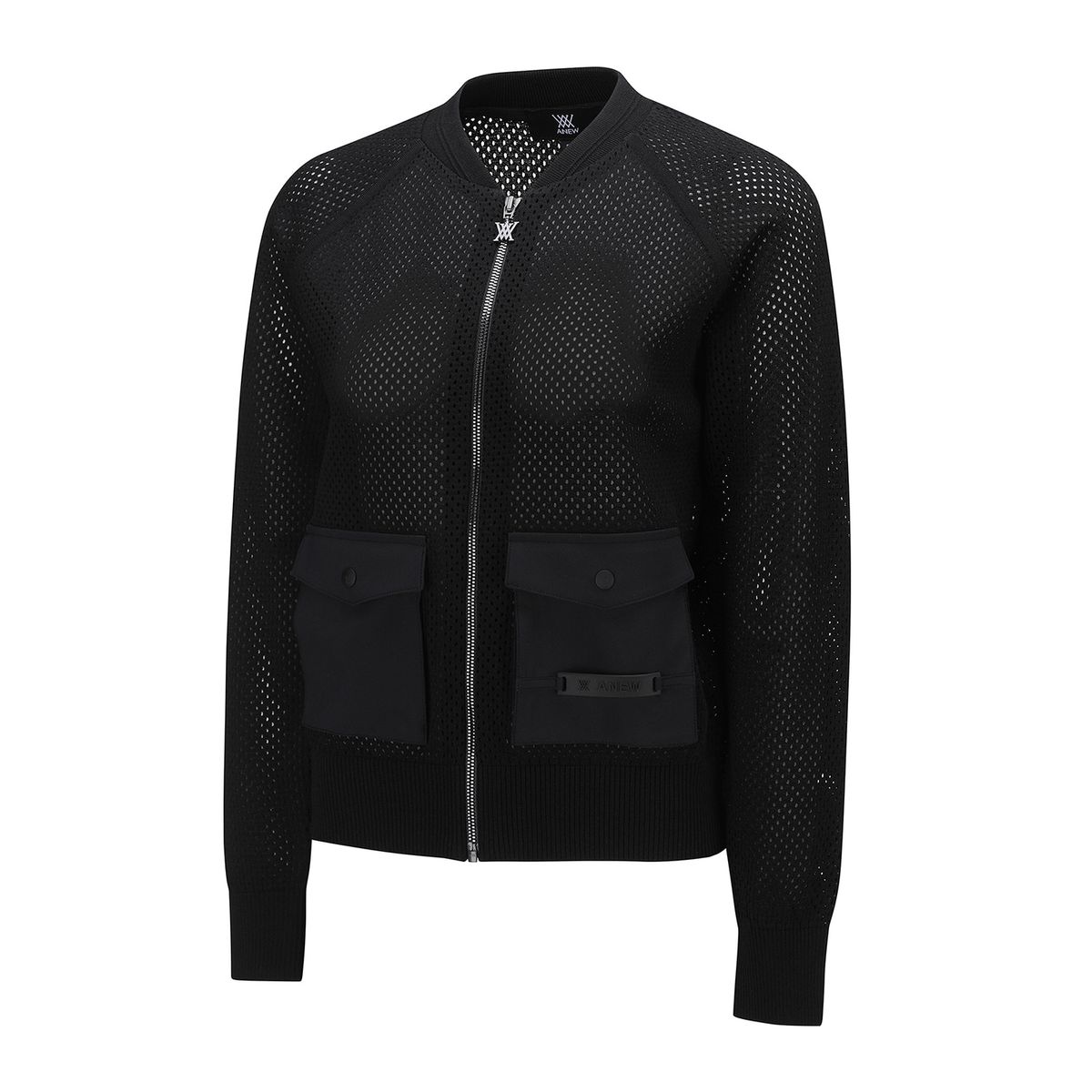 어뉴골프(ANEW GOLF) WOMEN MESH ZIP-UP CARDIGAN_BK