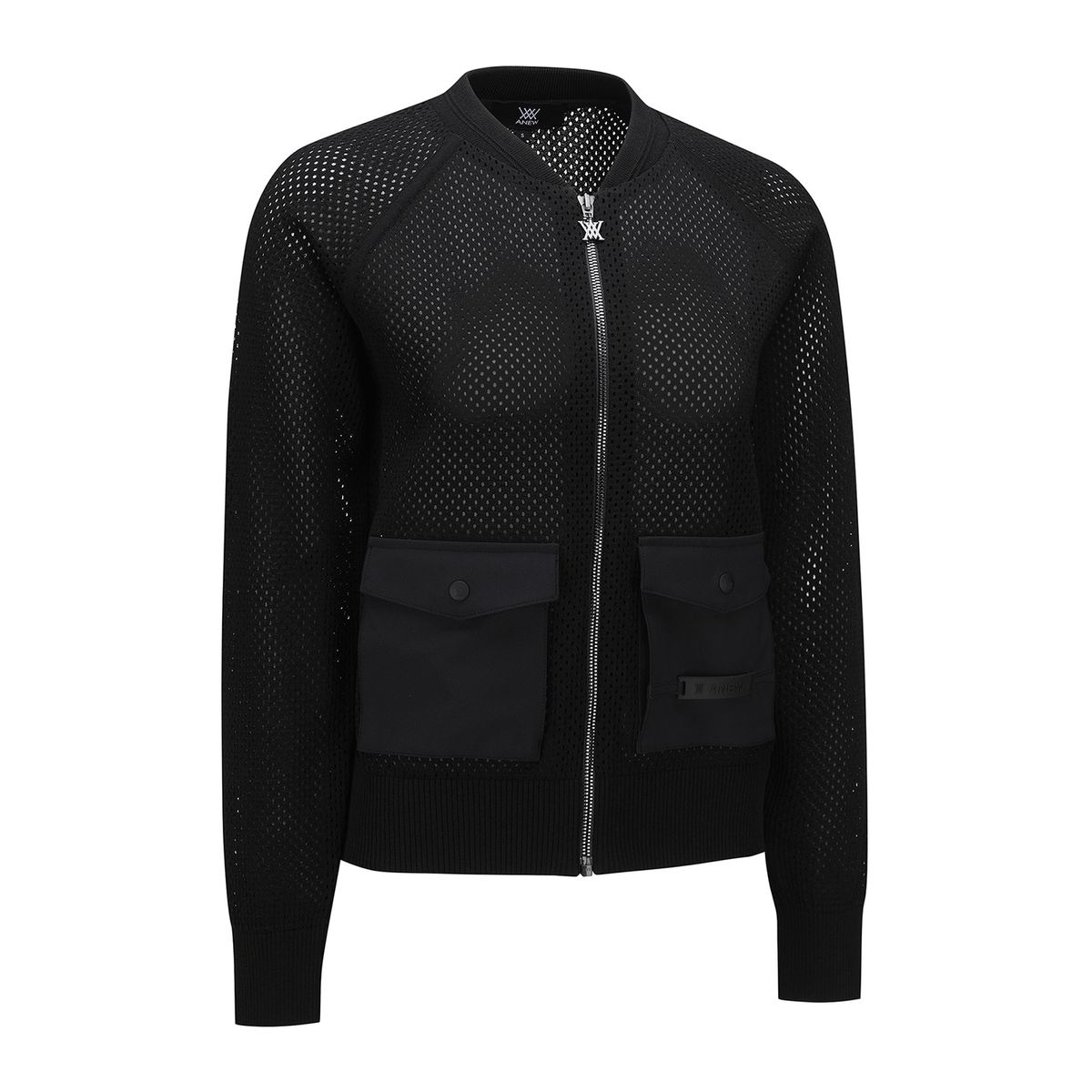 어뉴골프(ANEW GOLF) WOMEN MESH ZIP-UP CARDIGAN_BK