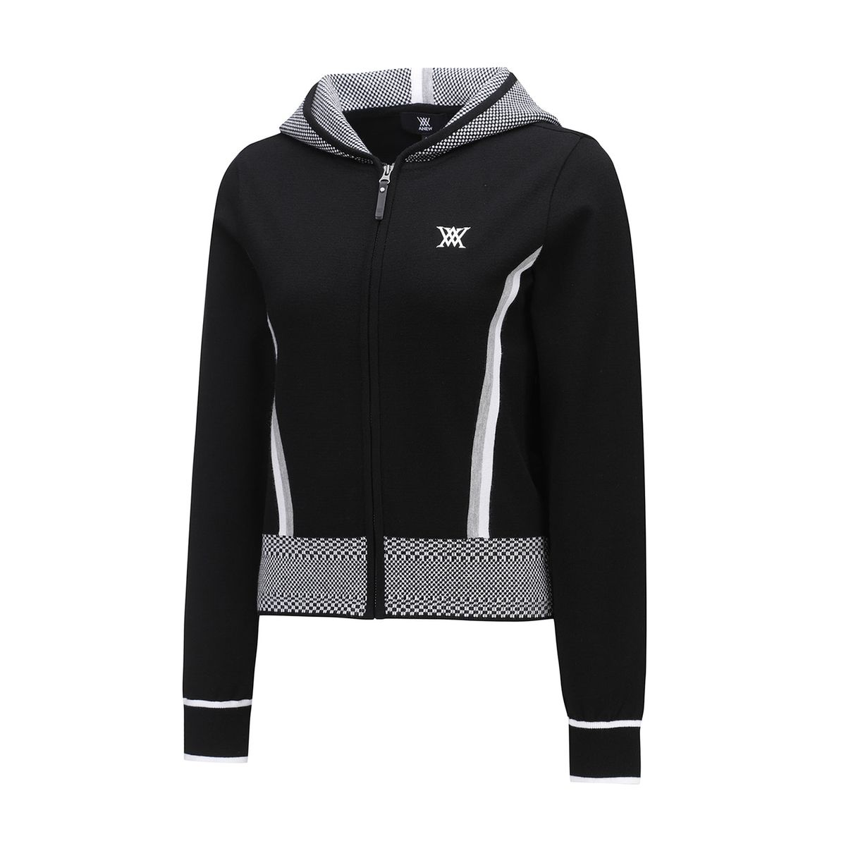 어뉴골프(ANEW GOLF) WOMEN MOSAIC POINT HODDIE CARDIGAN_BK