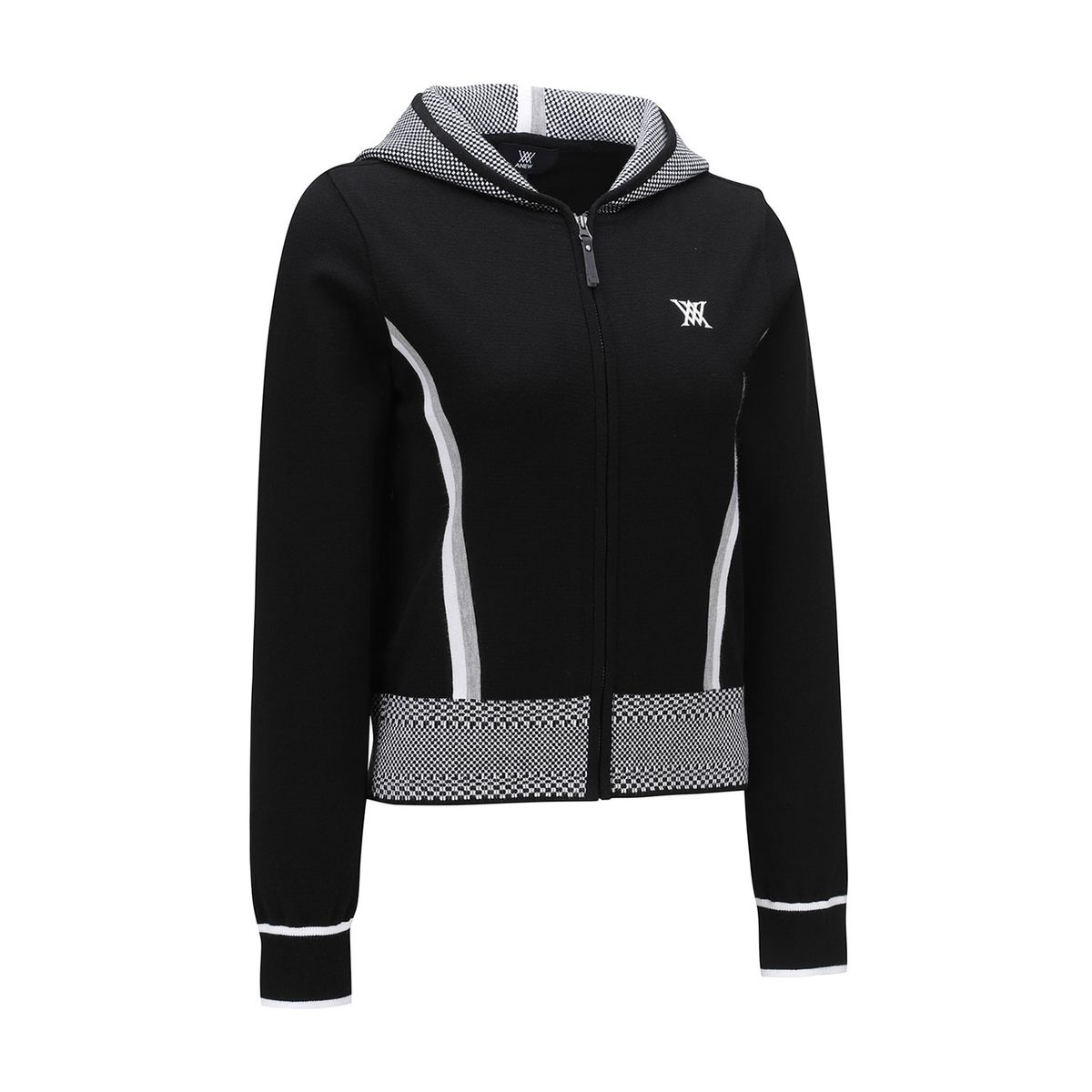 어뉴골프(ANEW GOLF) WOMEN MOSAIC POINT HODDIE CARDIGAN_BK