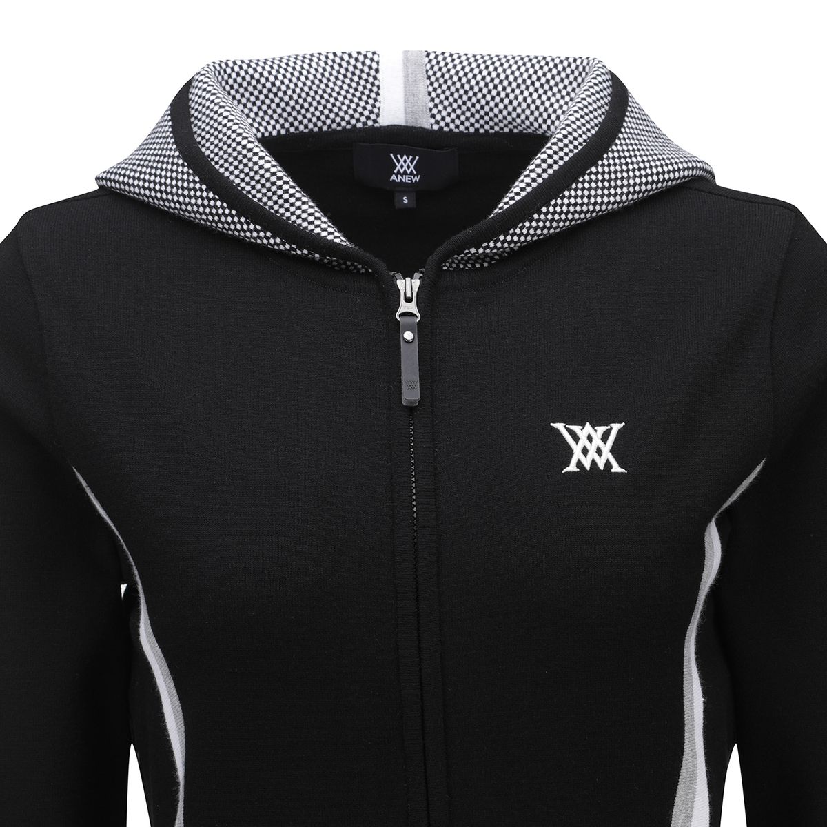 어뉴골프(ANEW GOLF) WOMEN MOSAIC POINT HODDIE CARDIGAN_BK